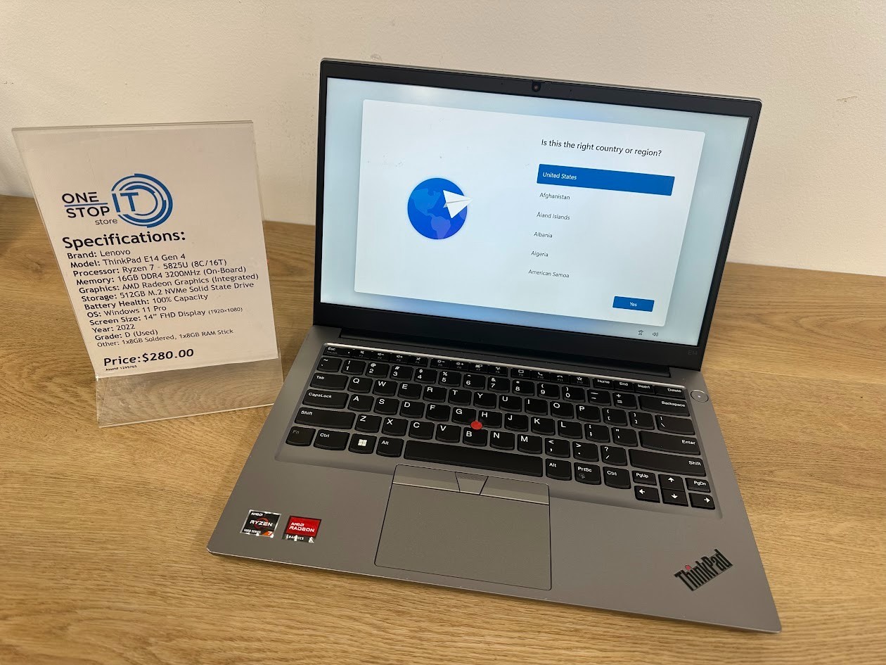 Lenovo ThinkPad E14 Gen 4 Ryzen 7 5825U 16GB DDR4 AMD Radeon Graphics 512GB SSD