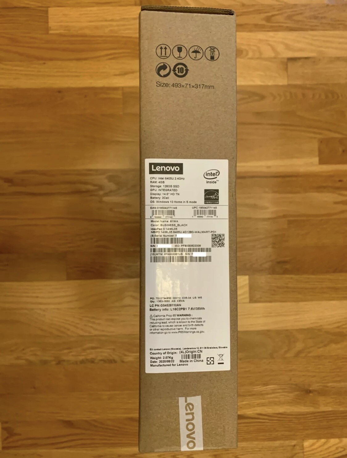 NEW Lenovo IdeaPad 3 14″ HD Pentium Gold 4GB RAM 128GB SSD Windows 10 Black