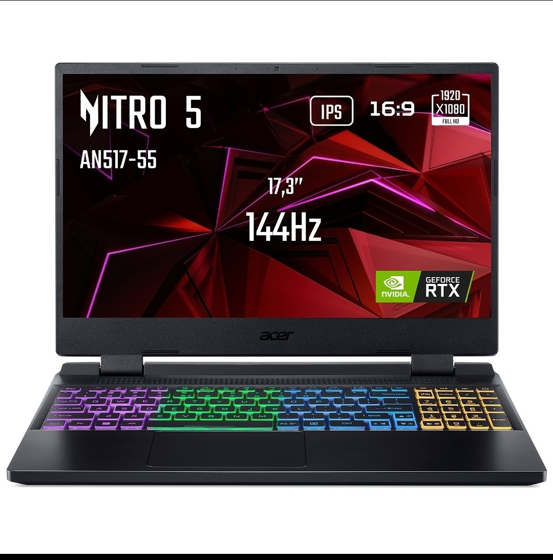 Acer Nitro 5 17.3in FHD Gaming Laptop i5 12th Gen 32GB RAM SSD Black