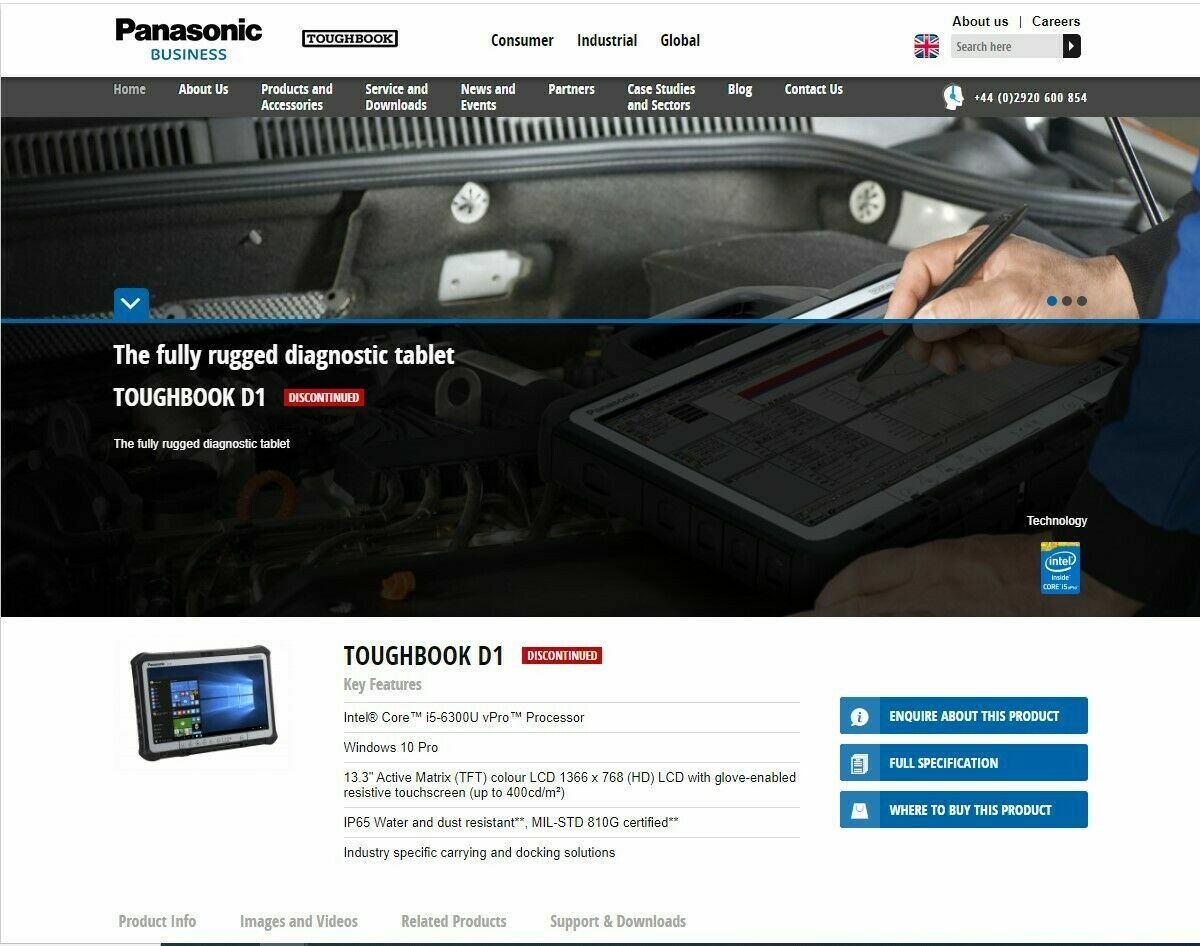 PANASONIC TOUGHBOOK CF-D1 MK3 i5-6300U 2.40GHZ 16GB 512GB SSD XENTRY TAB GRADE A
