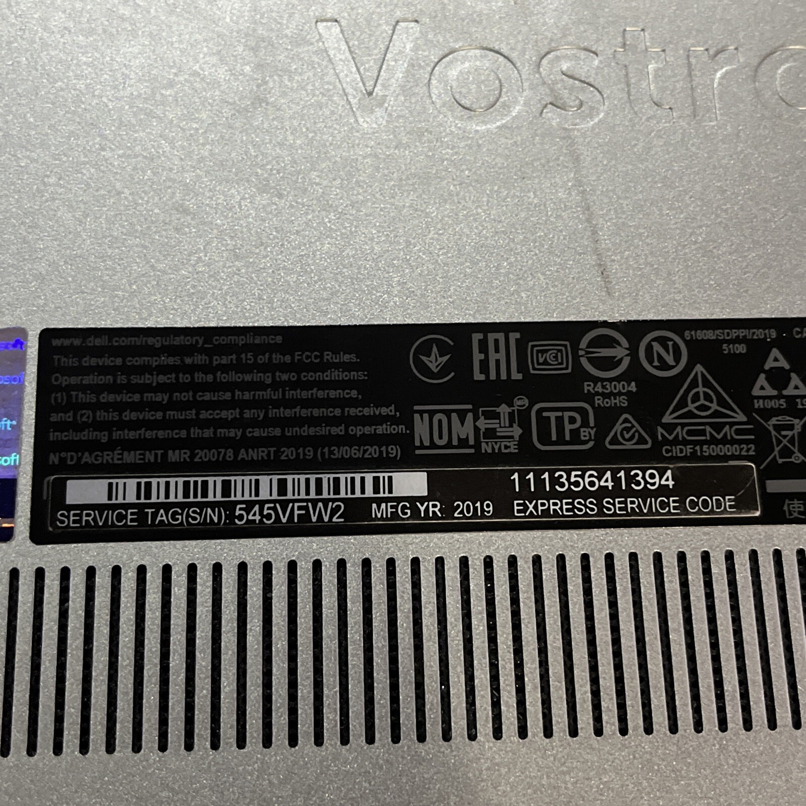 DELL VOSTRO 5481 INTEL CORE I5 8TH GEN 8GB RAM NO HD ,