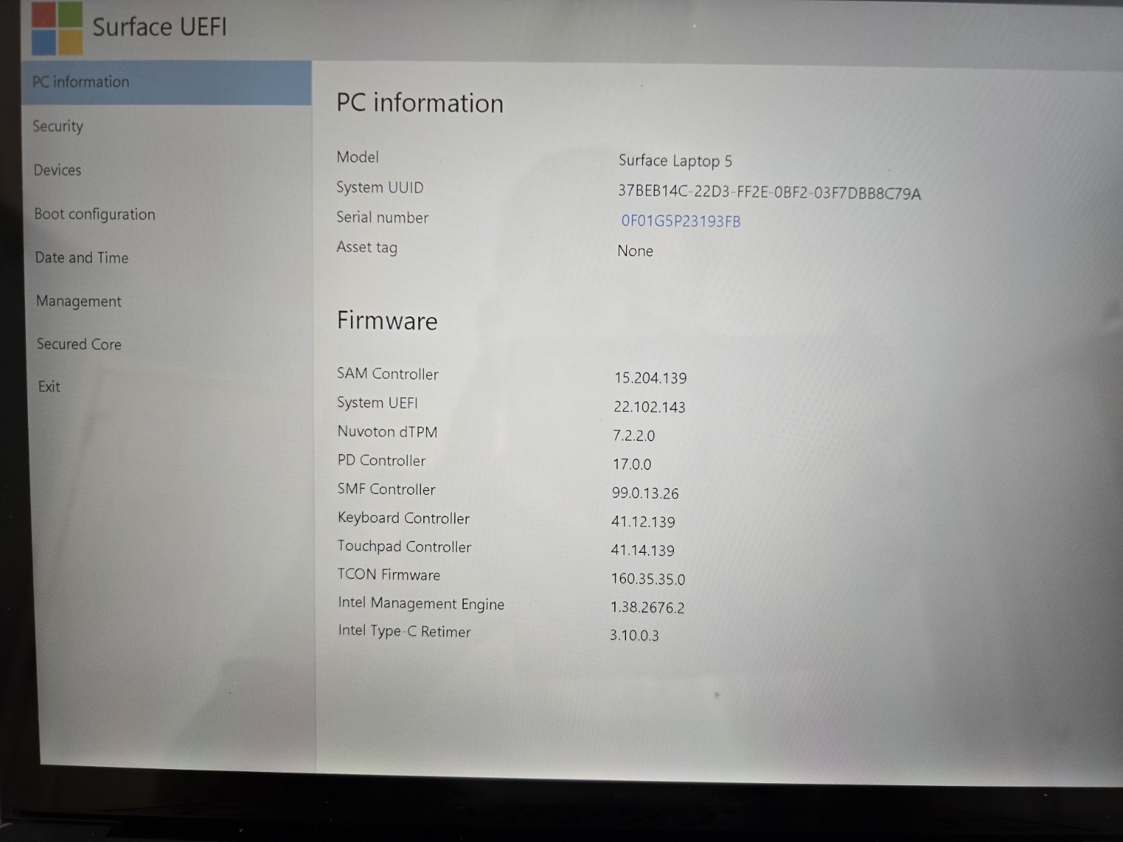 Microsoft Surface Laptop 5 1951 13.3″ Touch Intel i7-1255U 16GB 512GB NVMe W11P