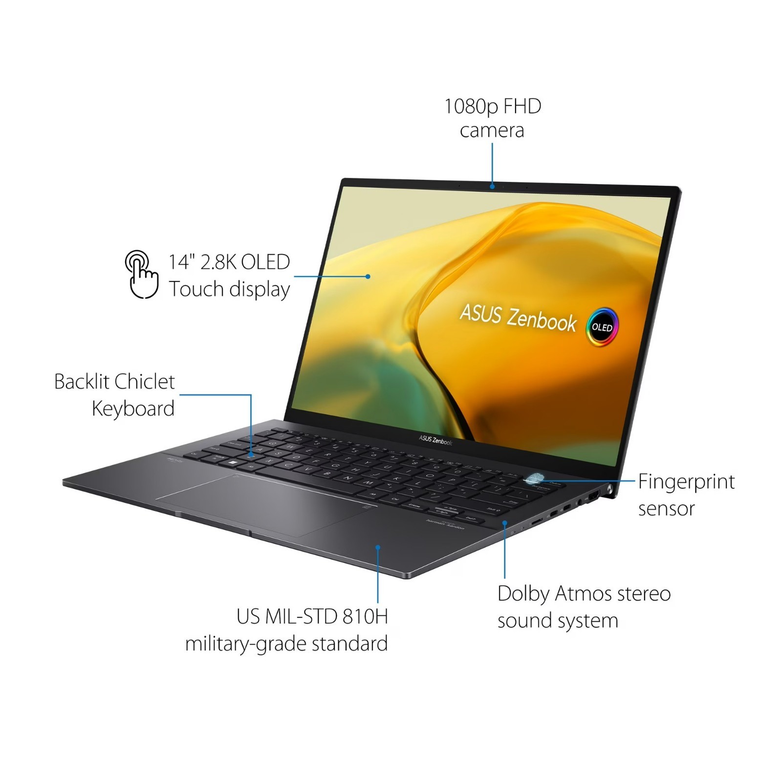 Asus Zenbook 14 OLED 2.8K Touchscreen 16GB, 512GB SSD, Ryzen 7 7730U