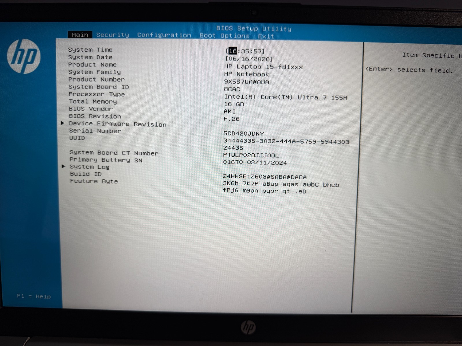 HP 15-FD1447NR 15.6″ Touch Laptop Core Ultra 7 155H 16GB RAM 512GB SSD W11H