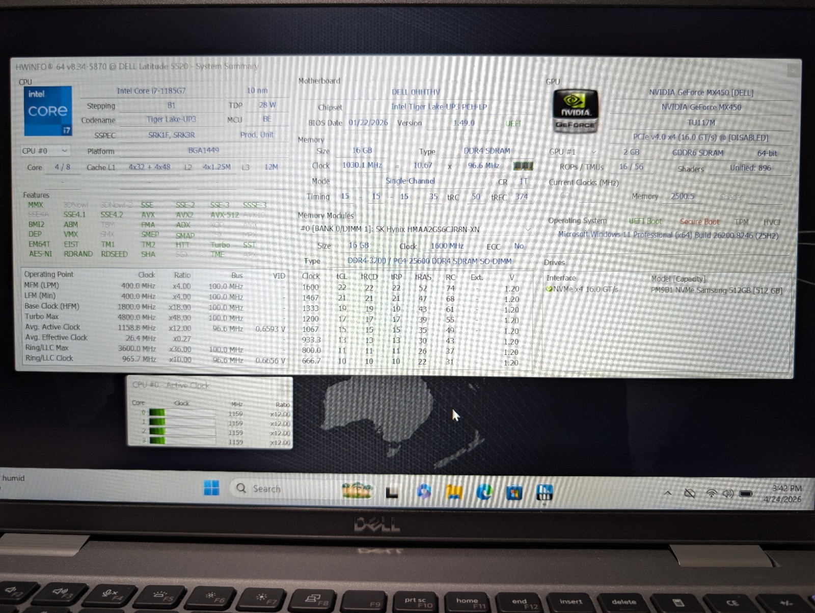 15″ Dell Latitude 5520 TouchScreen | i7 11th 16GB RAM 512GB SSD | FHD NVIDIA