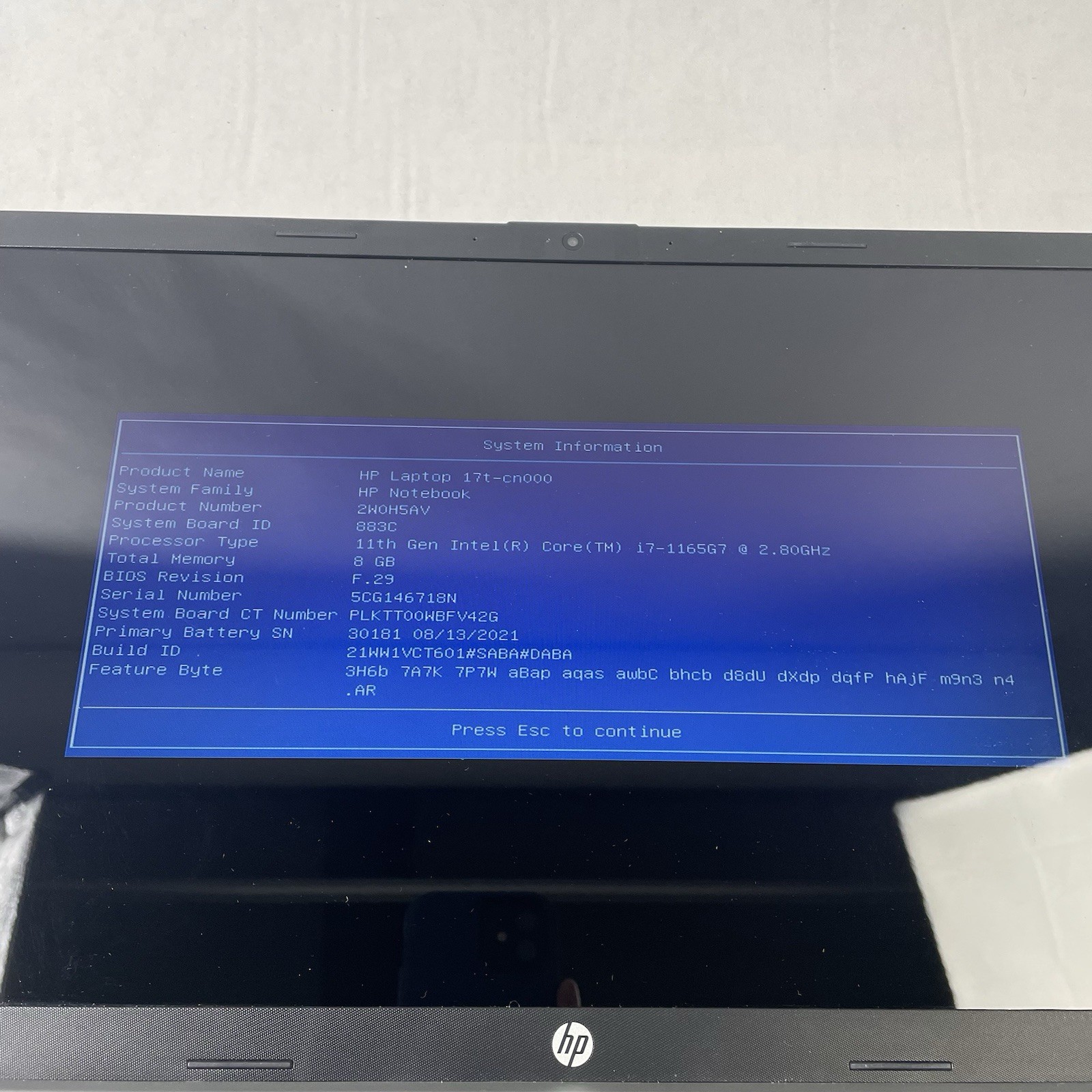 HP 17+-cn000 17.3″ i7-1165G7 2.80 GHz 8 GB RAM No SSD No OS – Bad Corners