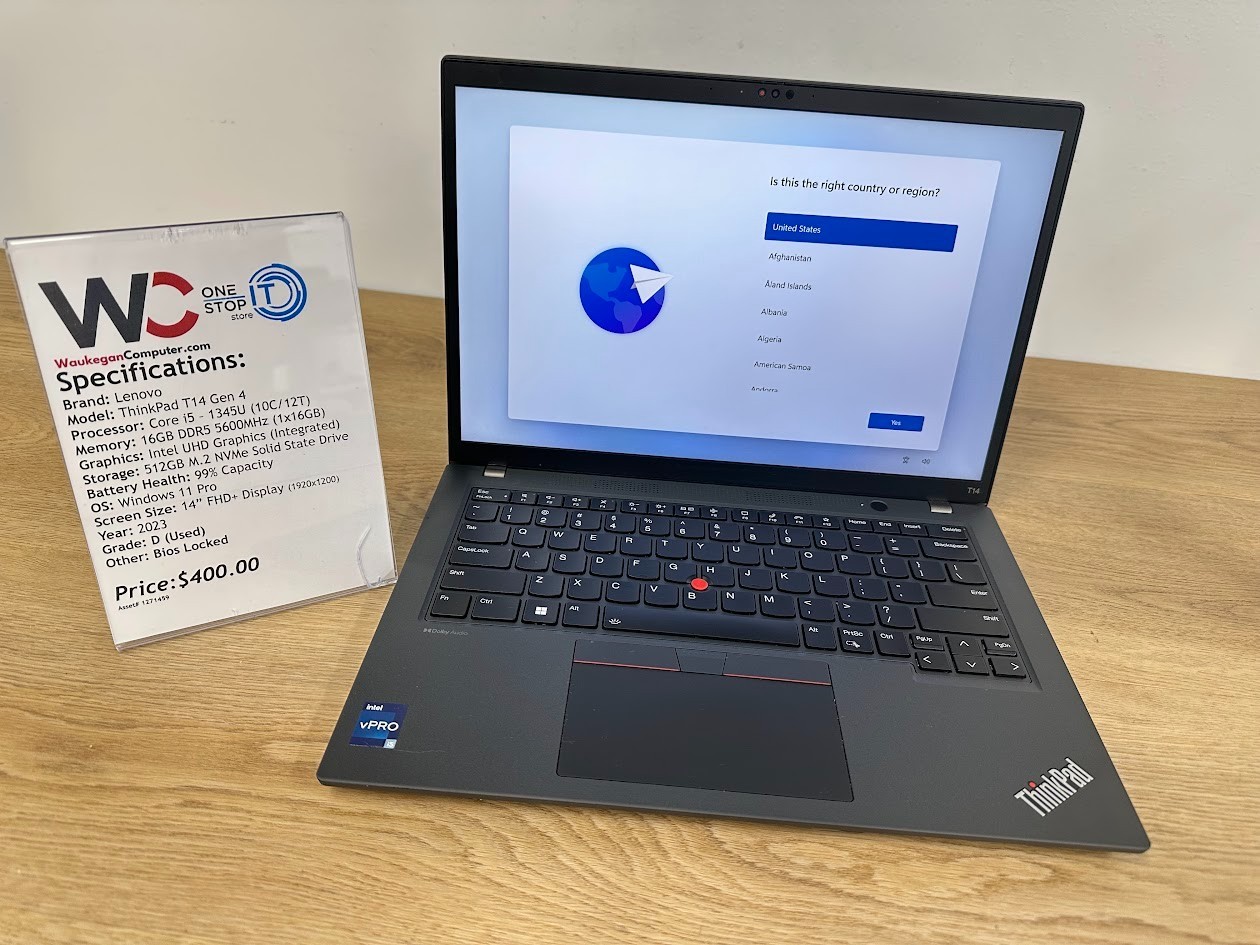 Lenovo ThinkPad T14 Gen 4 Core i5 1345U, 16GB DDR5, Intel UHD, 512GB SSD, 2023