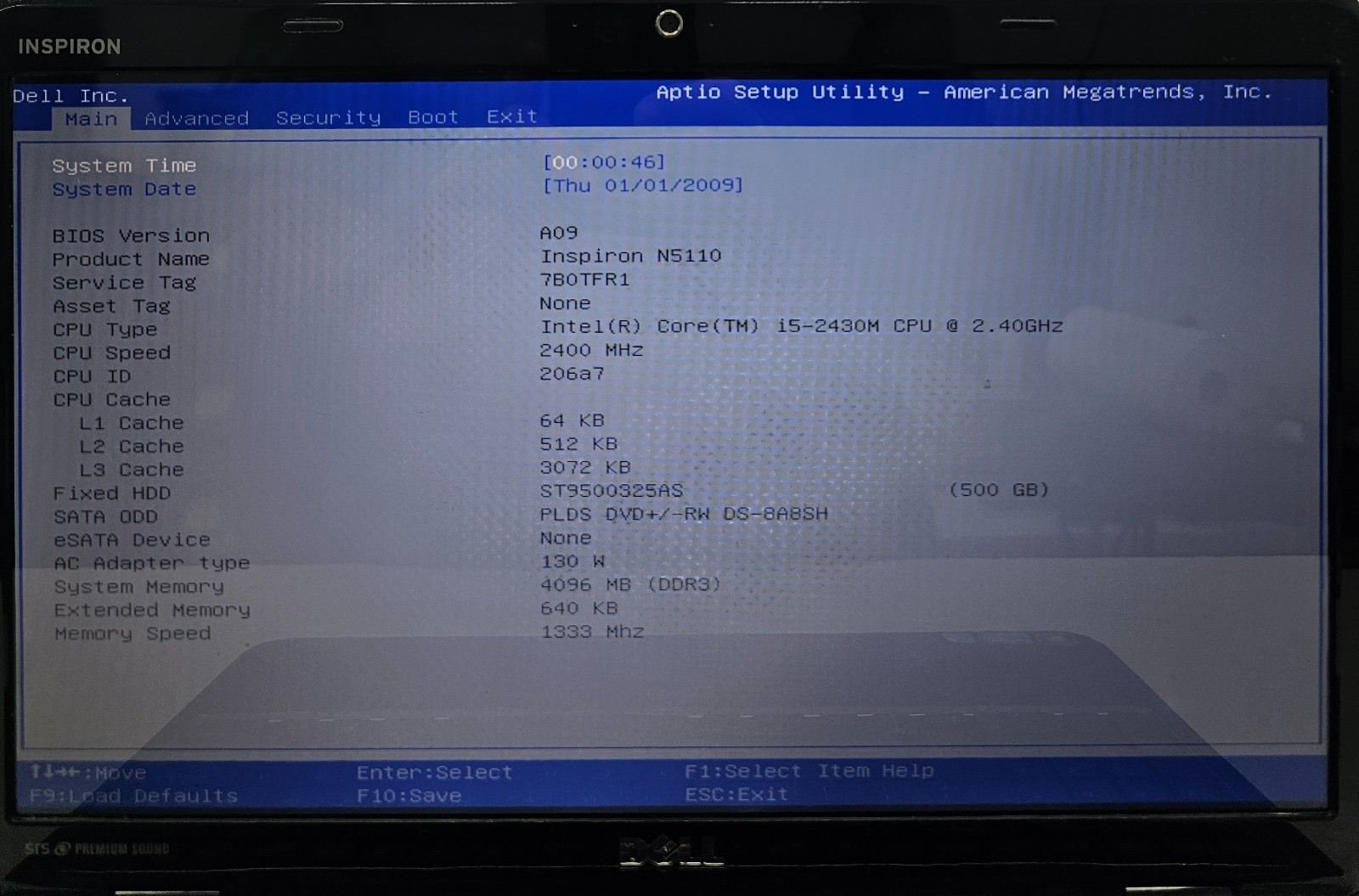 Dell Inspiron N5110 Laptop Intel Core i5-2430M 4GB Ram 500GB HDD NO OS/BATT (FL)
