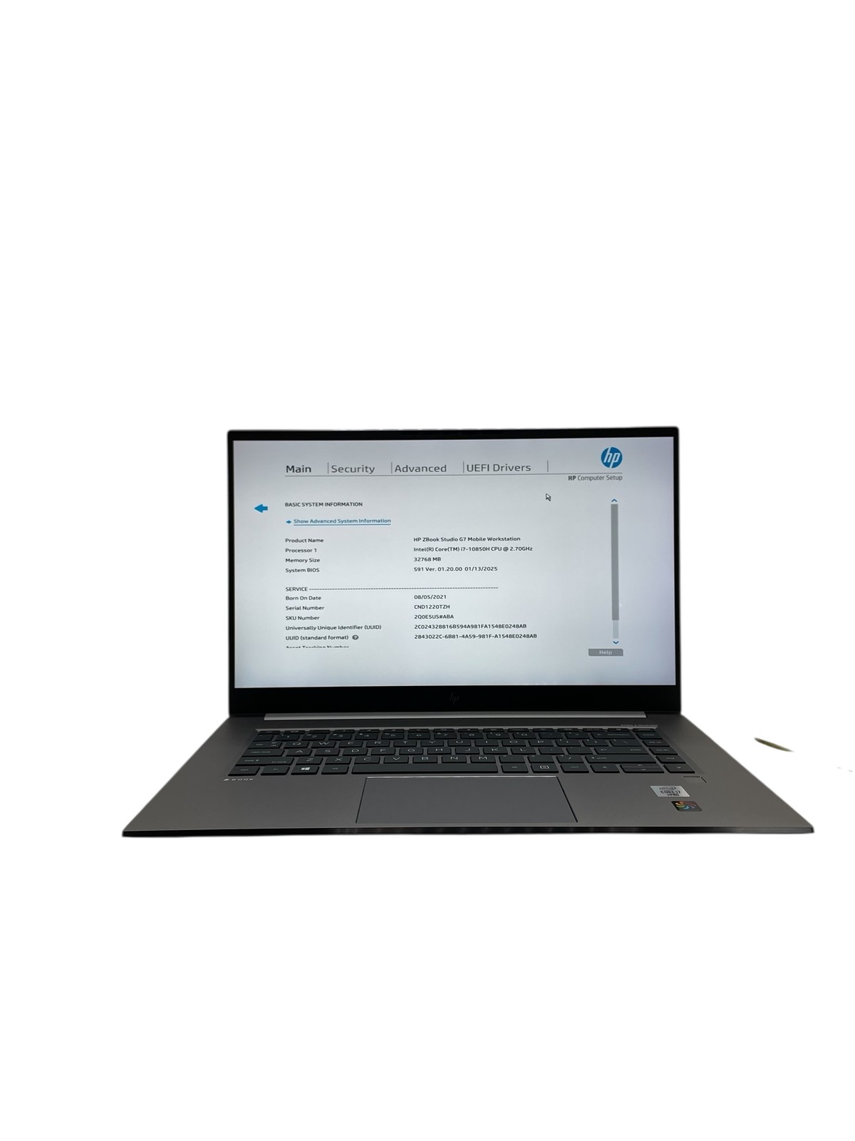 HP ZBook Studio G7 i7 2.7GHz 15″ 32GB RAM 1TB SSD – Grade B Low Battery Health