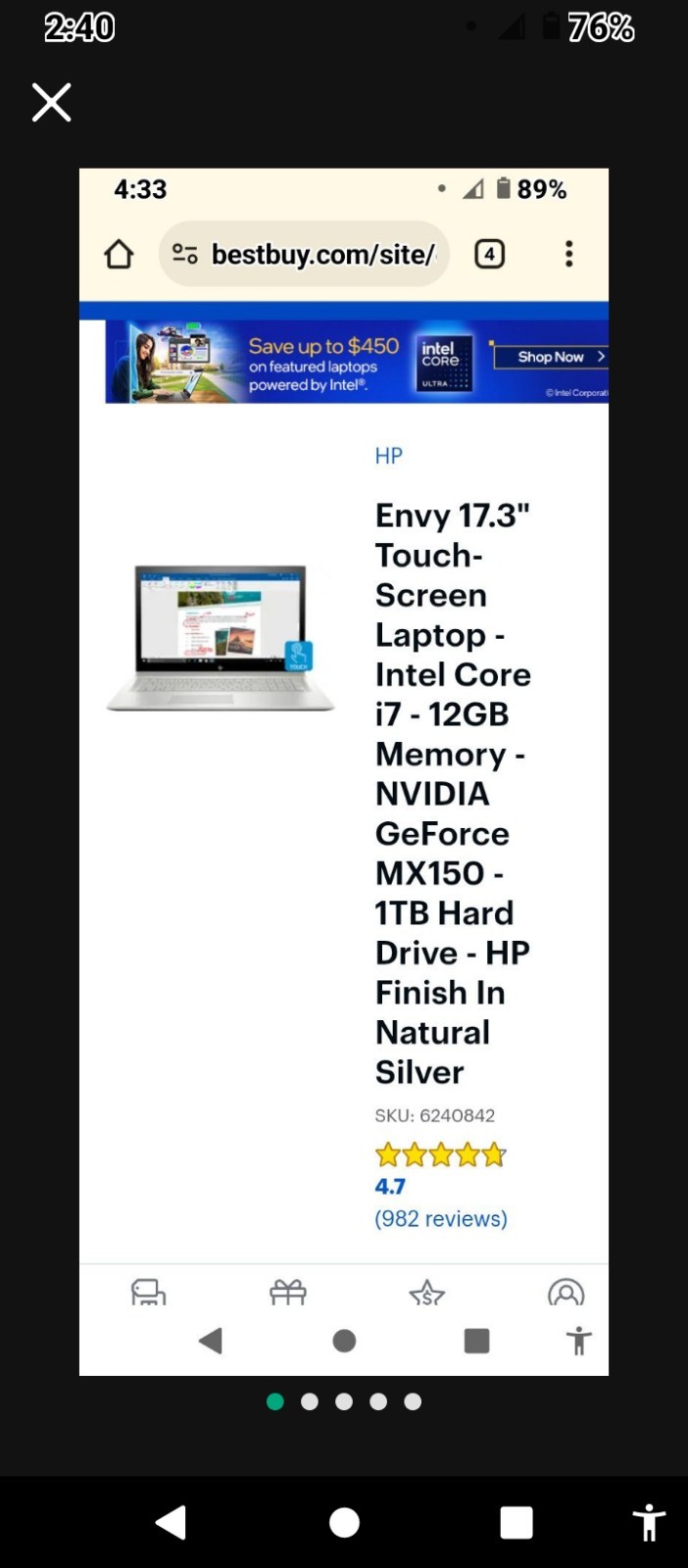 HP Envy 17.3″ Laptop Intel Core I7, 12GB 1TB