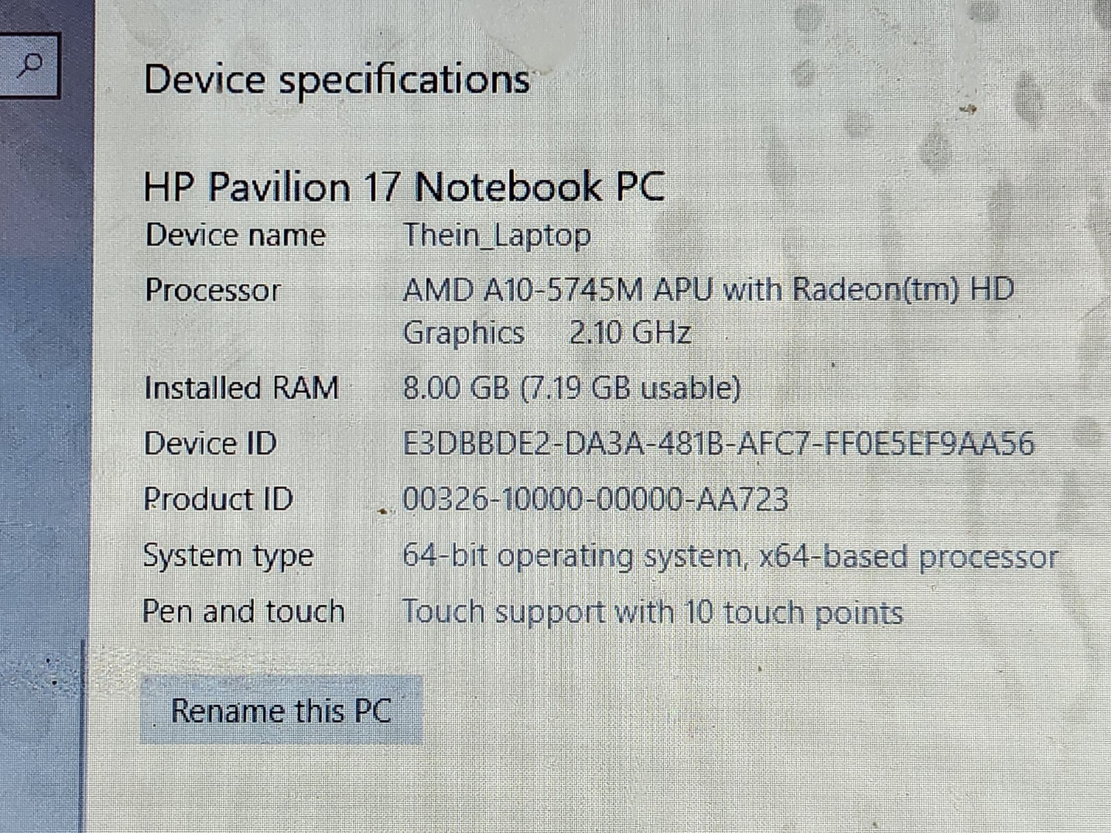 HP PAVALION 17 NOTEBOOK COMPUTER Beats Audio 8GB RAM AMD A10-5745M APU works