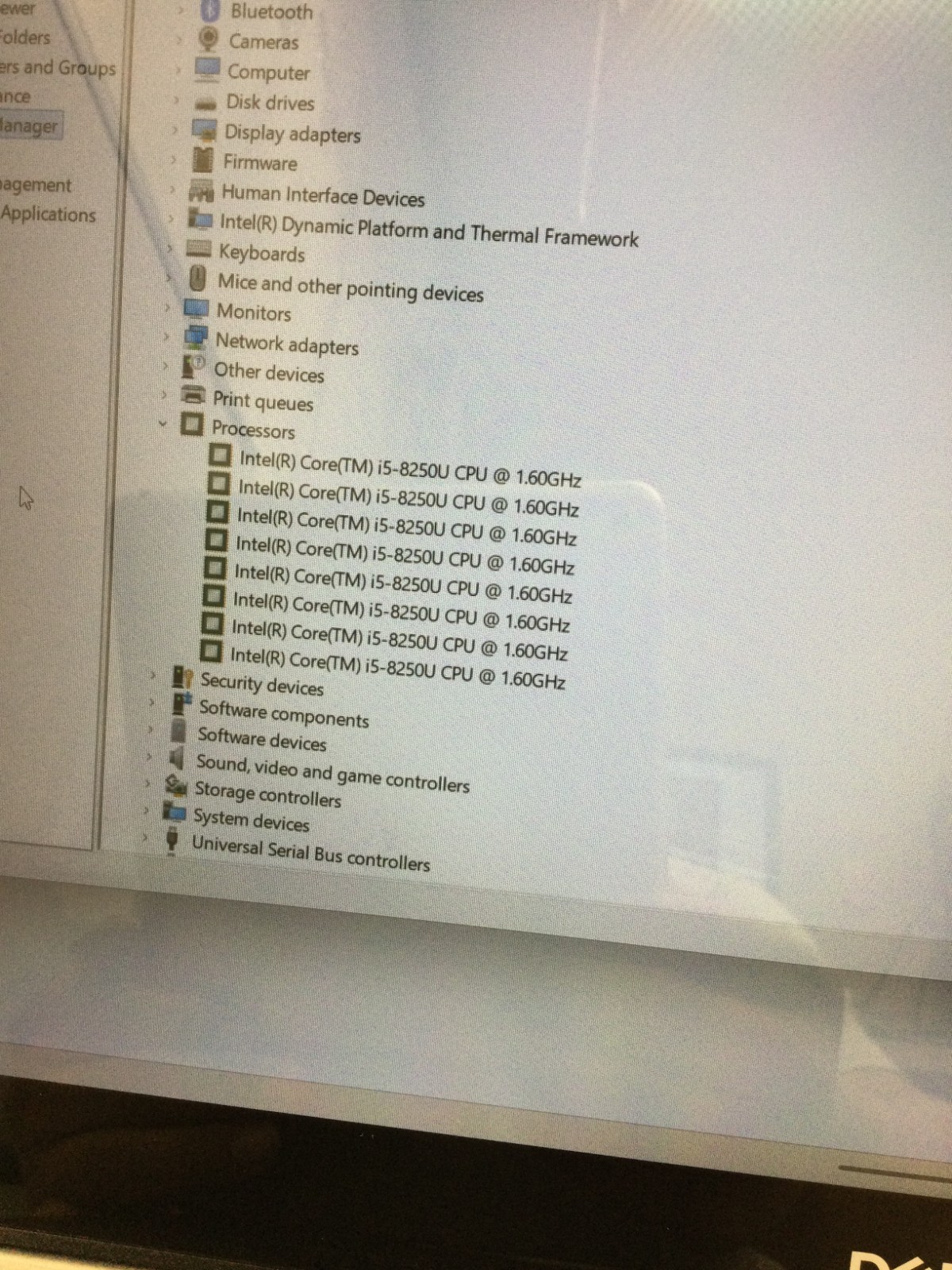 dell inspiron 7573 intel core i5-8250u cpu 1.60ghz 15.6”