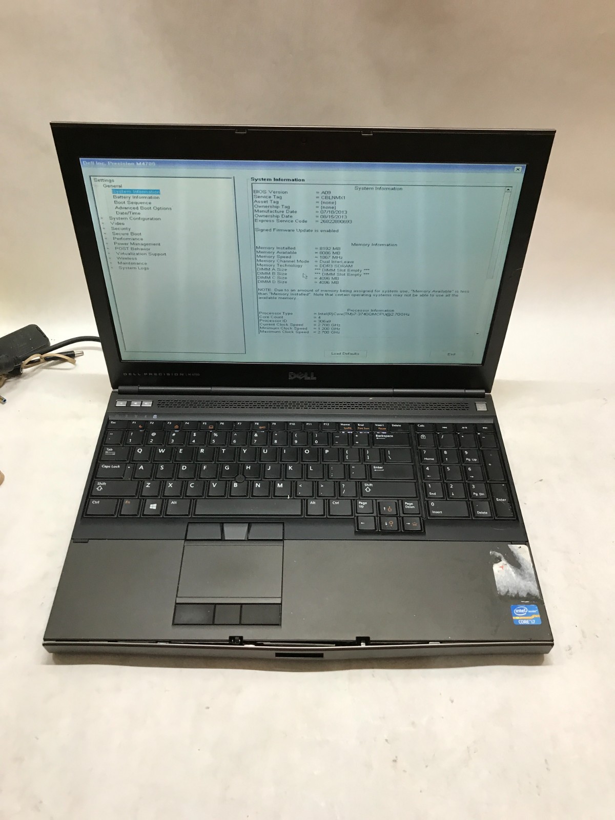 Dell Precision M4700 15″ Intel Core i7 8GB RAM NO SSD/OS For Parts/Repair – DW