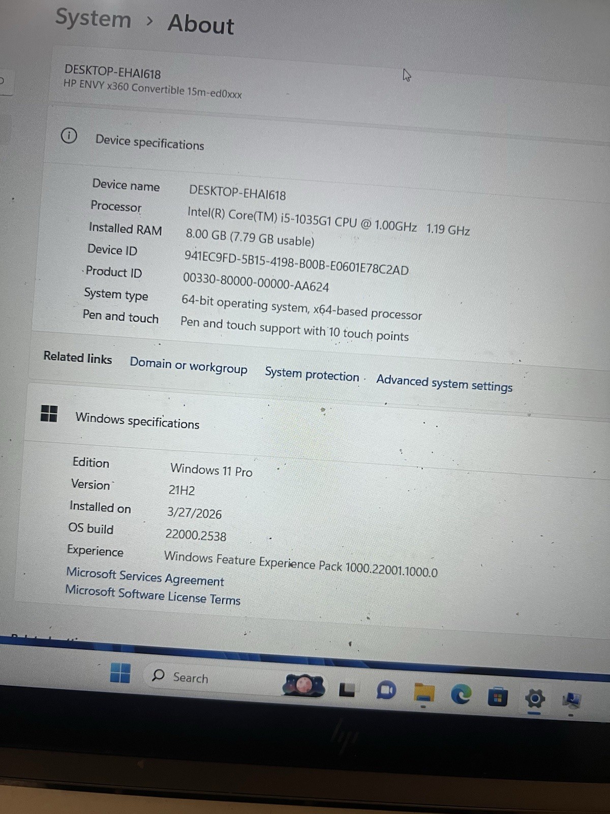 HP ENVY X360 15.6 Touchscreen Laptop | Core i5-1035G1 | 256GB SSD | 8GB RAM