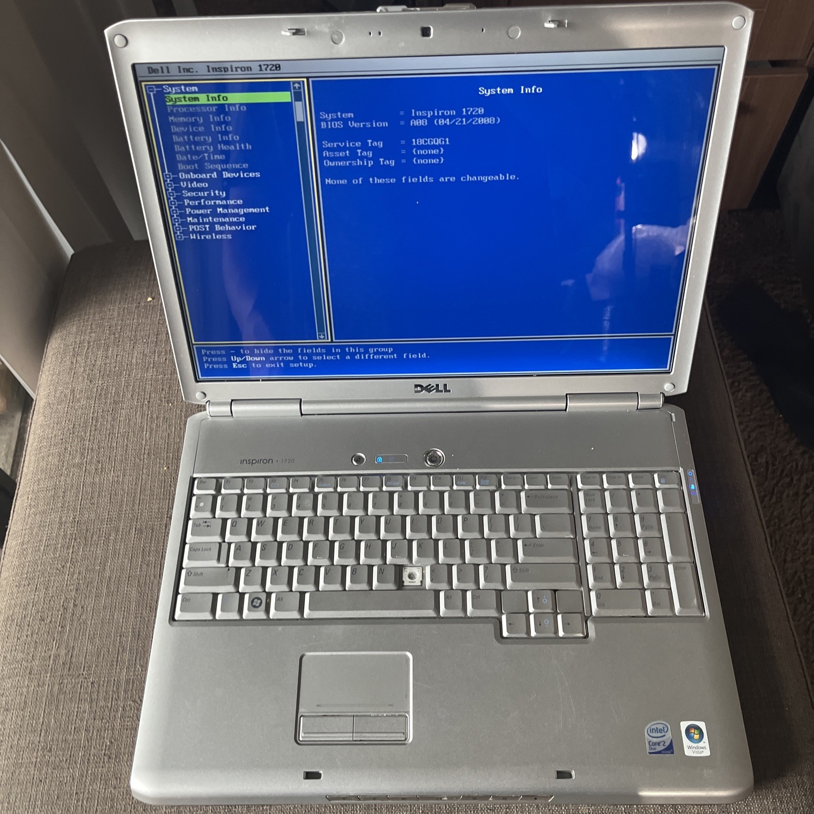 Dell Inspiron 1720 PP22X Intel Core 2 Duo 750MHz 1GB 17″ WXGA+ 1440×900 AS iS