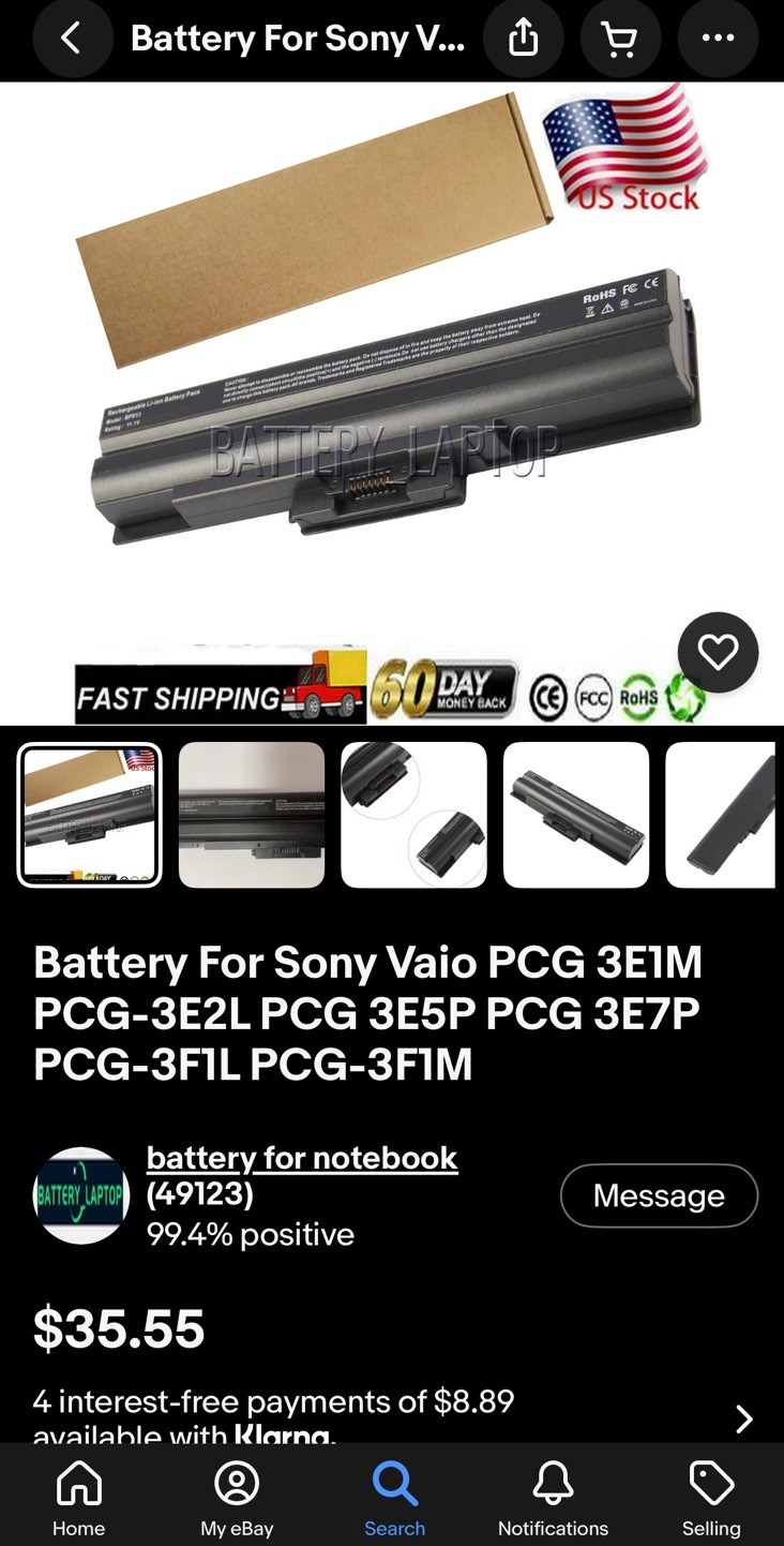 Sony PCG-3F1L VGN-FW300/355J 16.4″Intel Core 2Duo P8600 2.4GHz 4GB Ram-250GB HDD