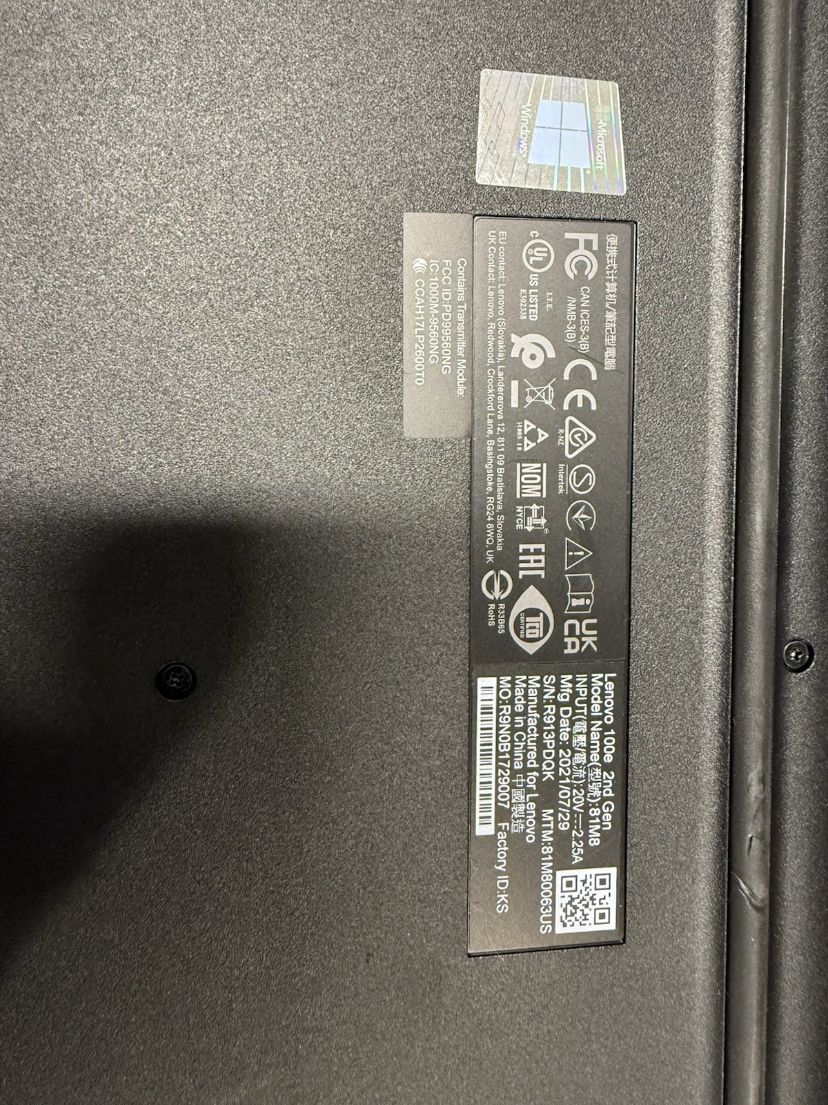 Lot Of 10 PCs Lenovo Chromebook 100e 2nd Gen 11.6”