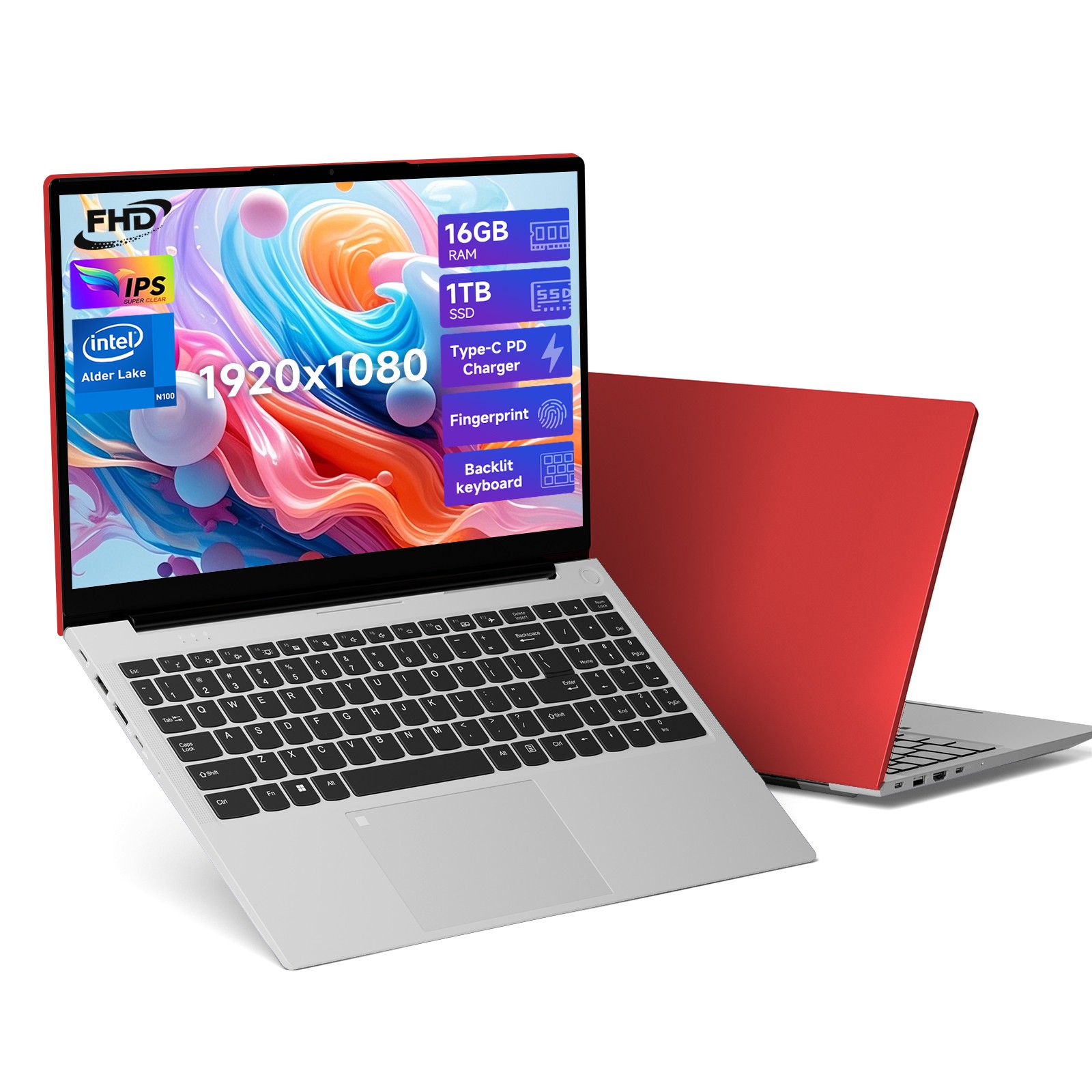 15.6 IPS FHD Laptop Intel Pentium Quad Core N100 Backlit Kb Fingerprint 3.4GHz