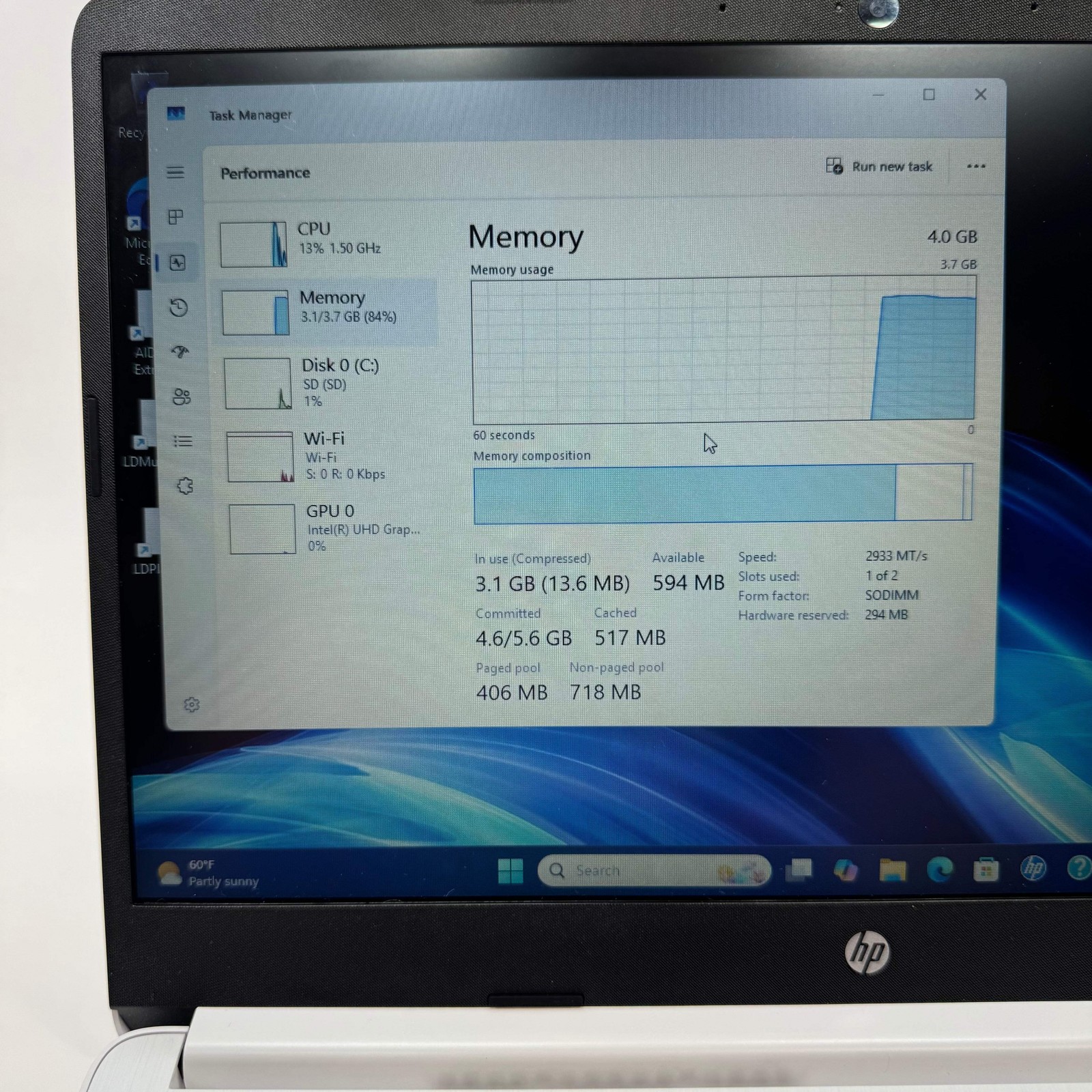 HP Laptop 14-DQ3000DX 14″ Celeron N4500 1.1GHz 4GB RAM 64GB SSD