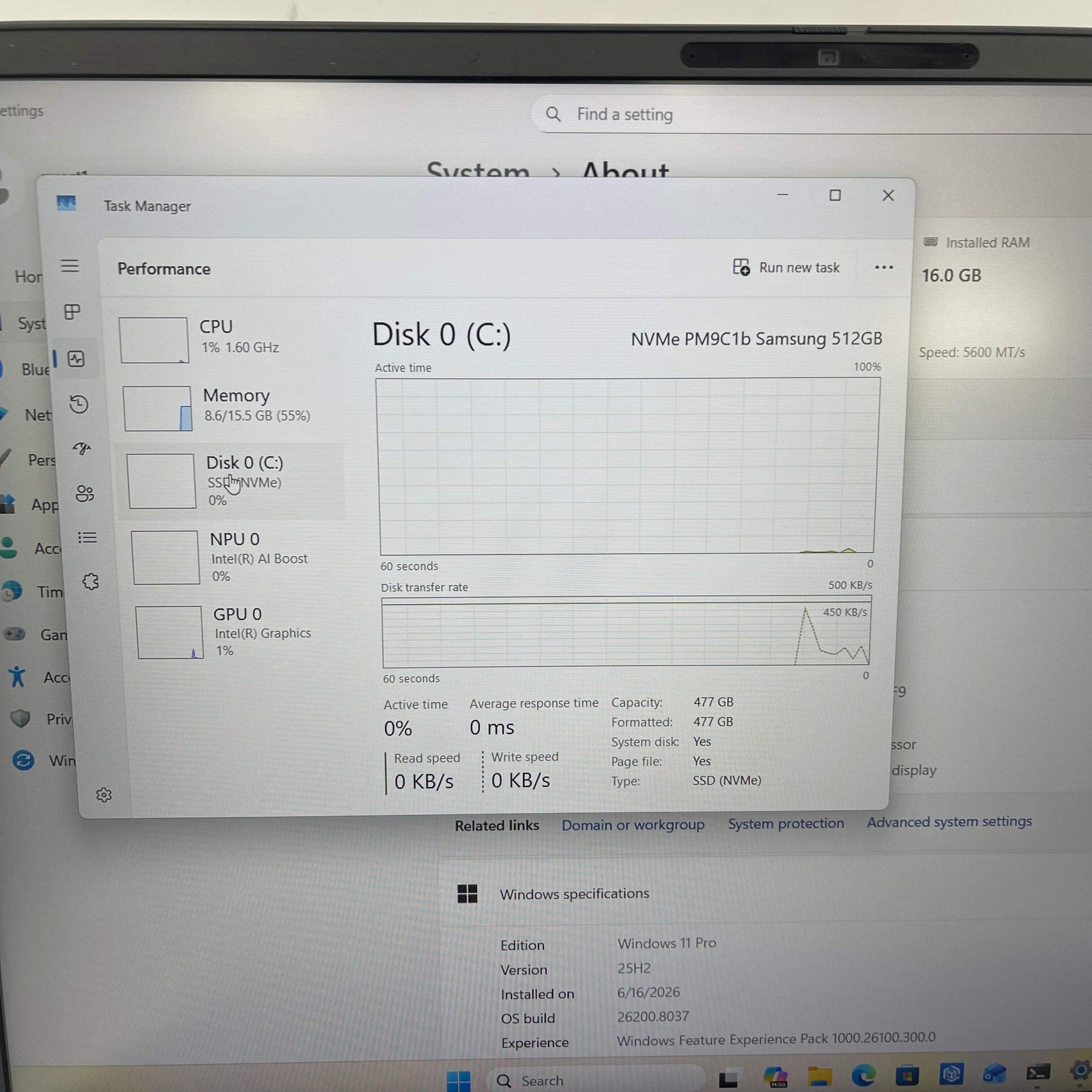 Dell Pro 16 PC16250 16″ Core Ultra 5 225U 1.5GHz 16GB RAM 512GB SSD