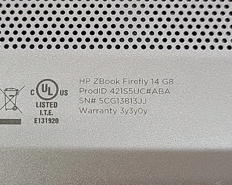 HP ZBook Firefly G8, Intel Core i7-1185G7 @ 3GHz, 16GB RAM, NO SSD, NO OS *READ*