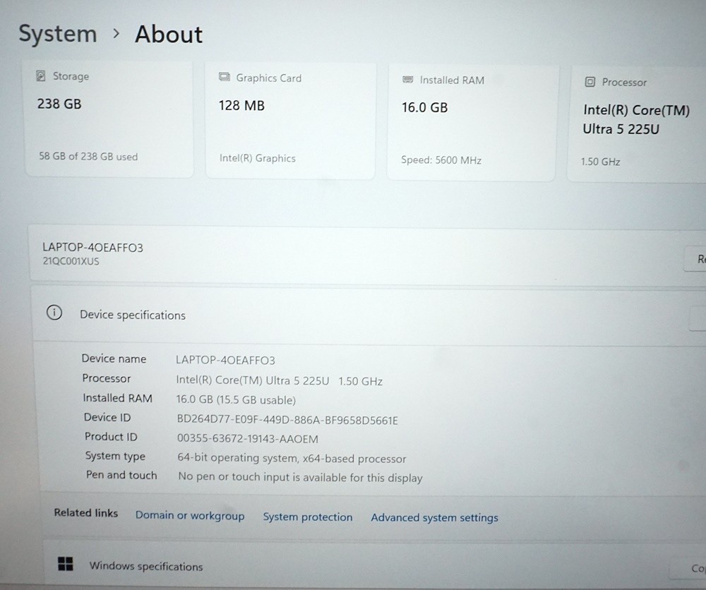 Lenovo ThinkPad T14 Gen 6 14″ FHD+ Core Ultra 5 225U 1.5GHz 16GB RAM 256GB SSD