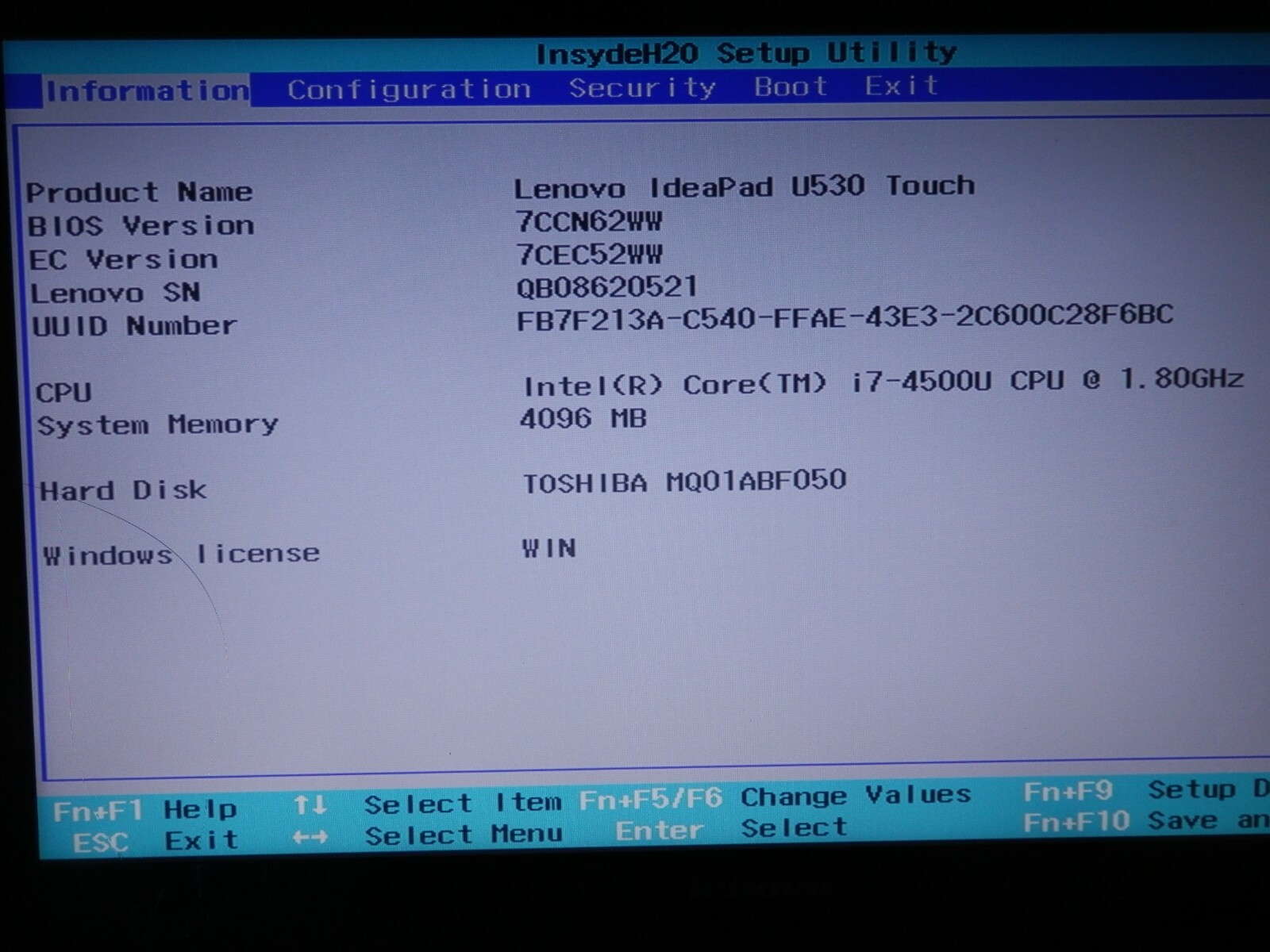 Lenovo IP U530 Touch, Intel i7-4500U, 4GB 500GB HDD 15.6″ FHD GT 730M Part Faulty