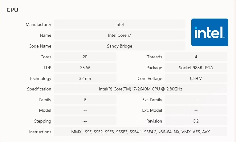 Lenovo ThinkPad T520 Laptop | i7-2640M 2.8GHz | 16GB | 250GB SSD | BD-RE | Win11