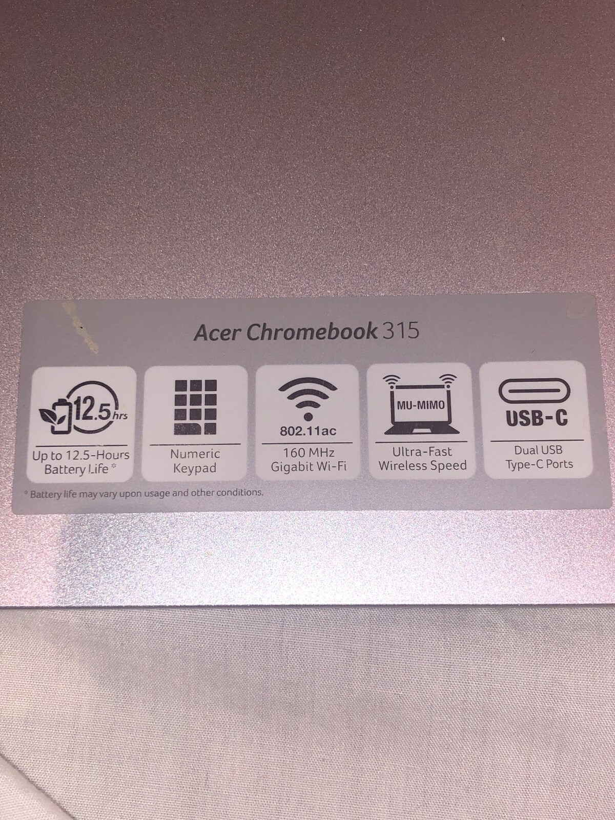 Acer Chromebook 315 15.6″ 32GB, Celeron N 1.1GHz, 4GB CB315-3H-C2C3 Model: N19Q