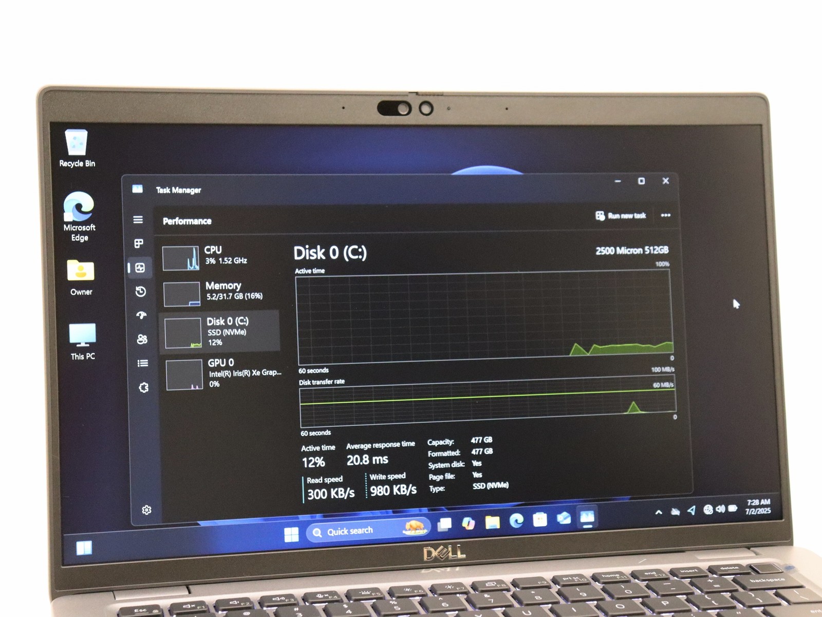 Dell Precision 3480 14″ Intel i5-1335U 32GB 512GB NVMe Windows 11 Pro – Good