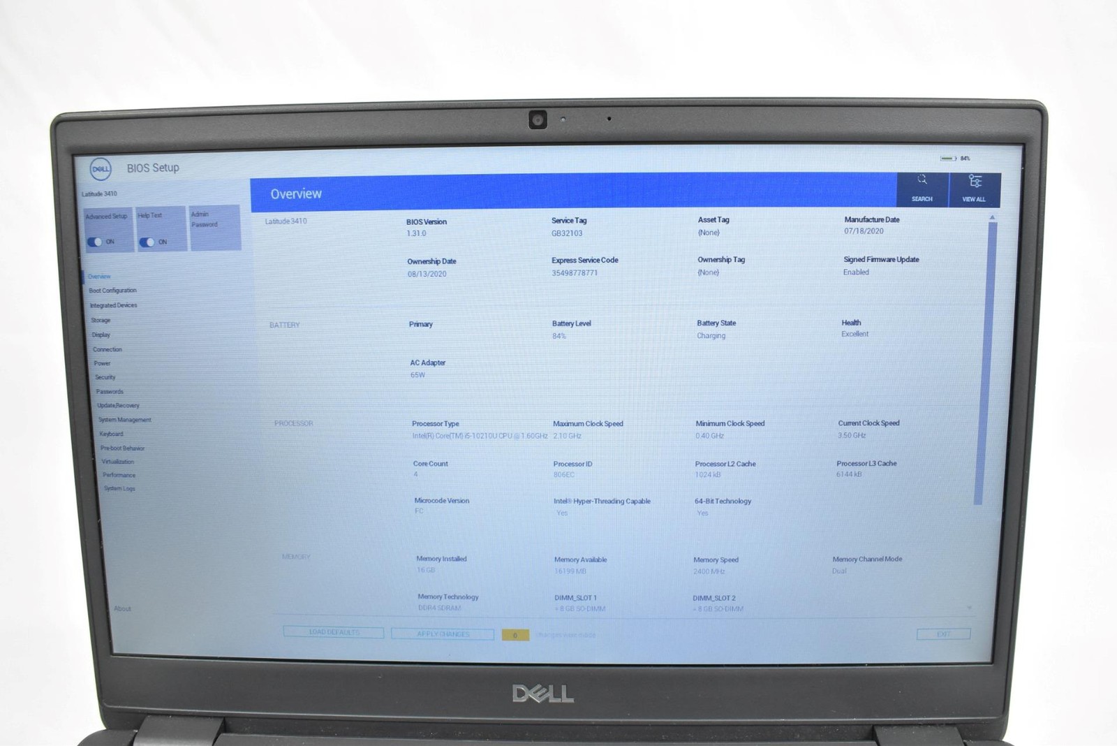 Dell Latitude 3410 Laptop i5-10210U 1.6GHz 16GB 256GB SSD No OS 14″ *See Detail*