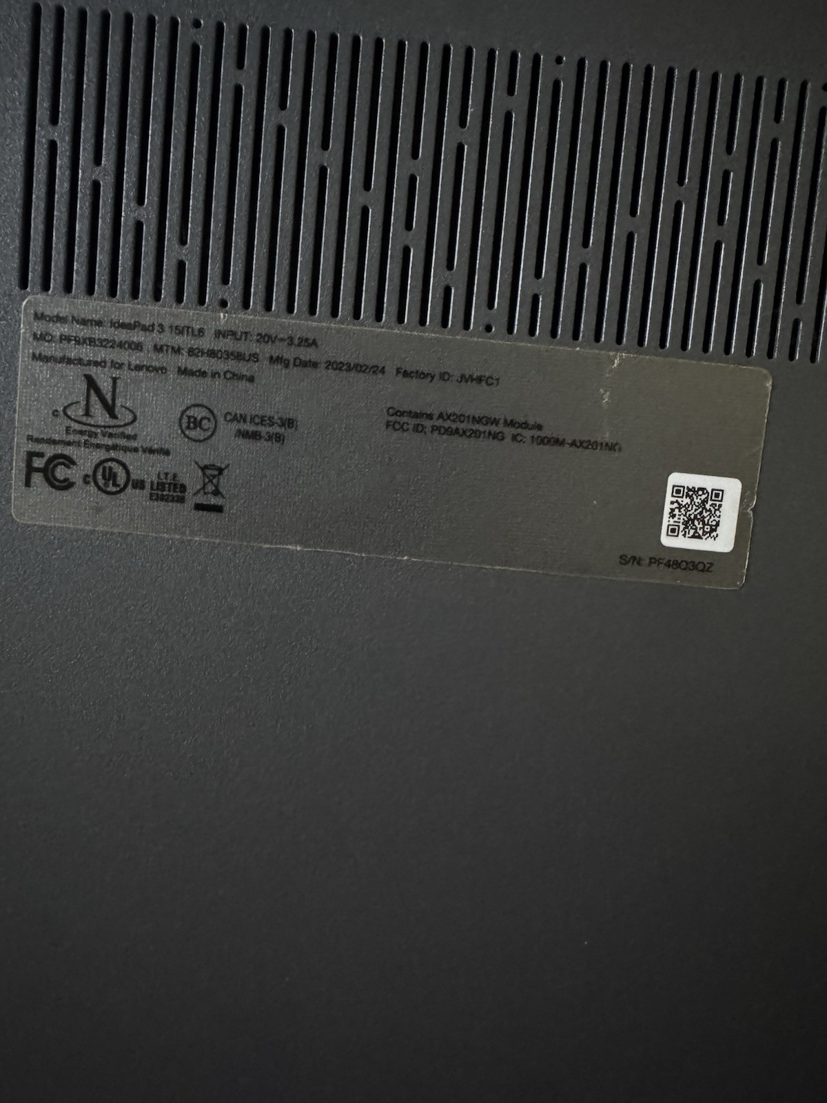 Lenovo IdeaPad 3 15IIL05 Laptop with Charger Intel I3
