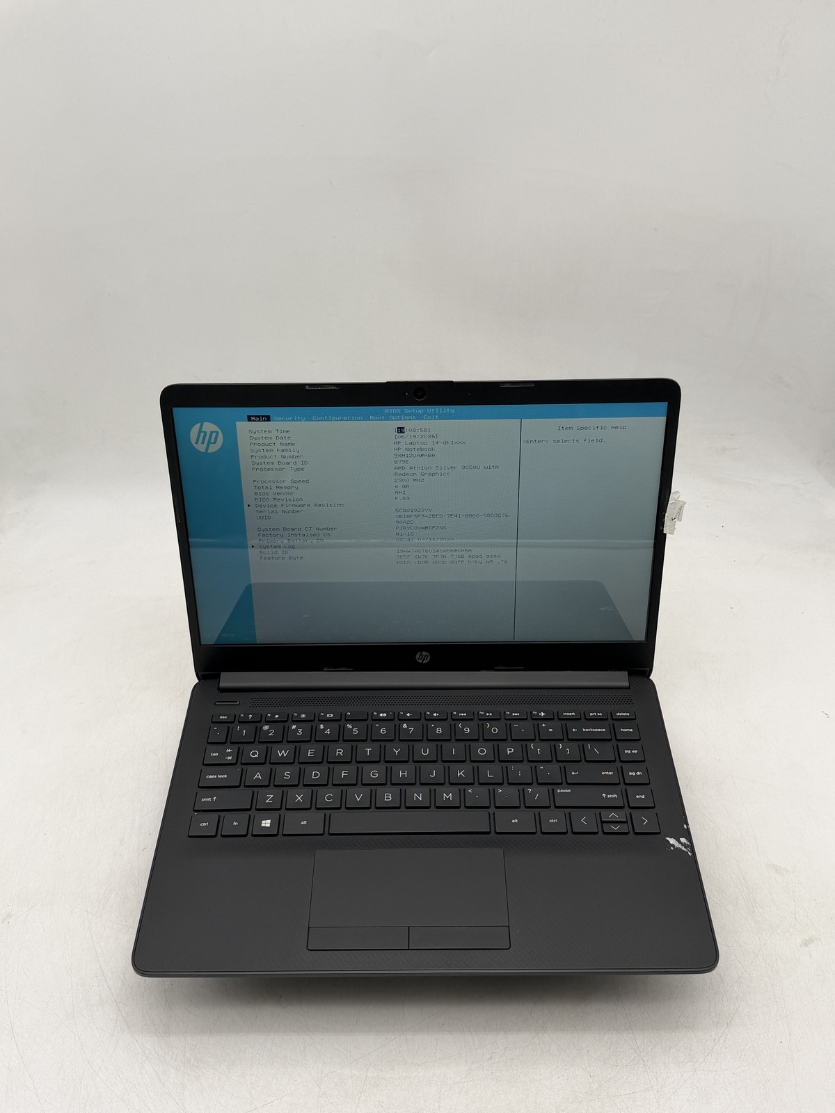 HP Laptop 14-dk1xxx 14″ AMD Athlon Silver 3050U 4GB 128GB NO OS {READ}