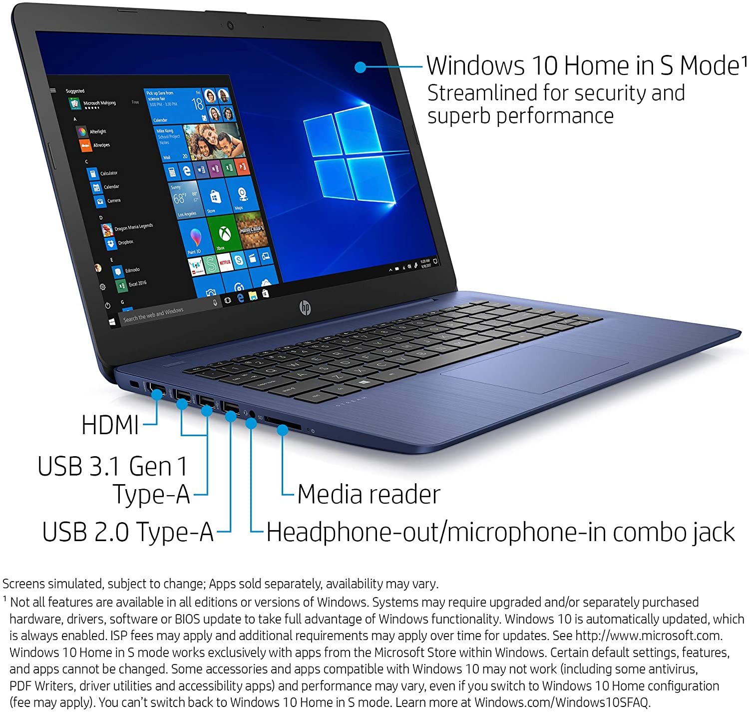 HP 14-ds0050nr 14″ HD Laptop AMD A4-9120e 4GB DDR4 64GB eMMC Win10 S D GRADE