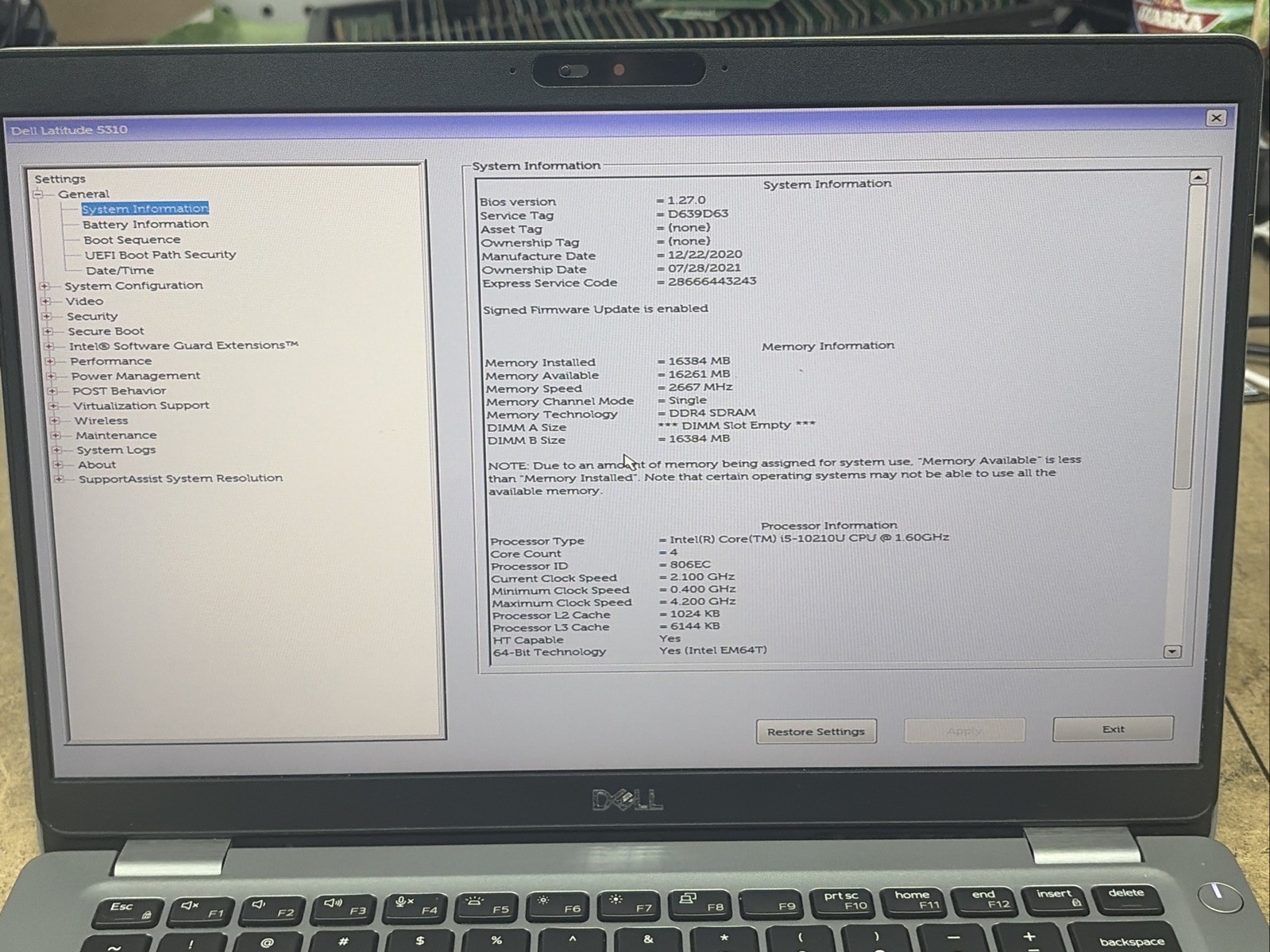 Dell Latitude 5310 13.3″ FHD i5-10210U 16GB RAM No OS/SSD