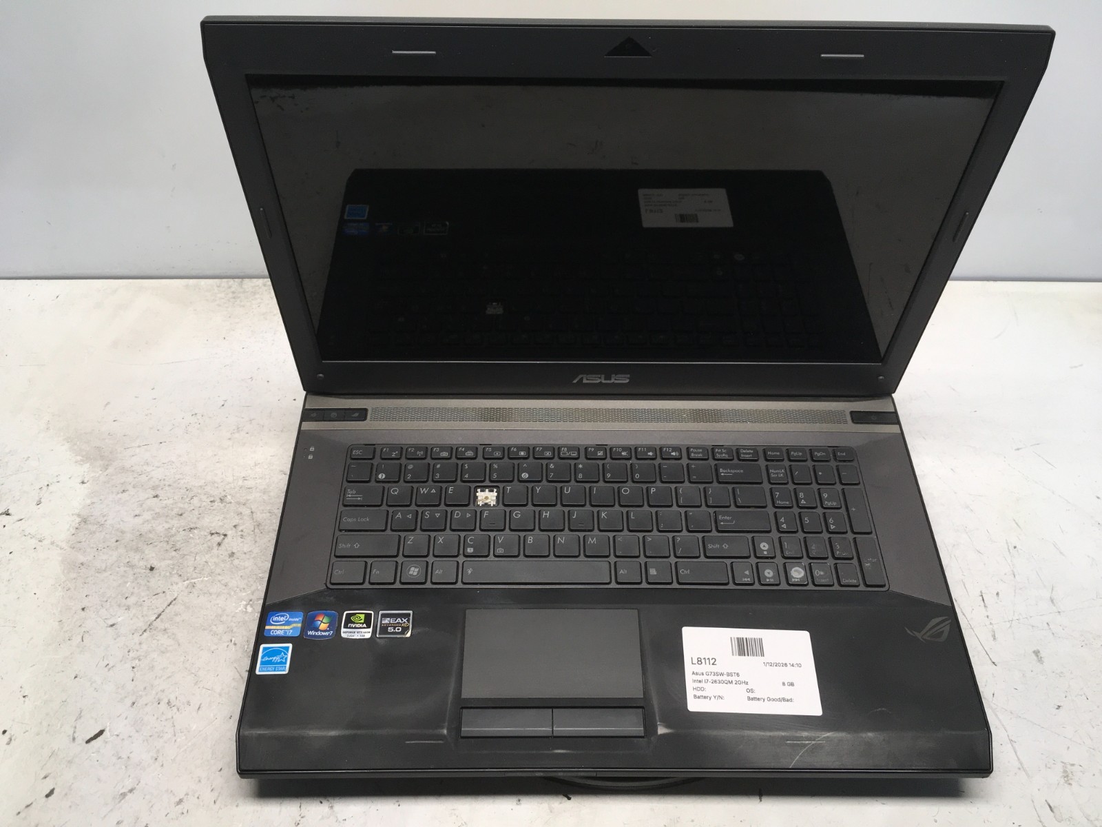 Asus G73SW-BST6 Intel i7-2630QM 2GHz 8 GB NO HDD – Geforce GTX460M