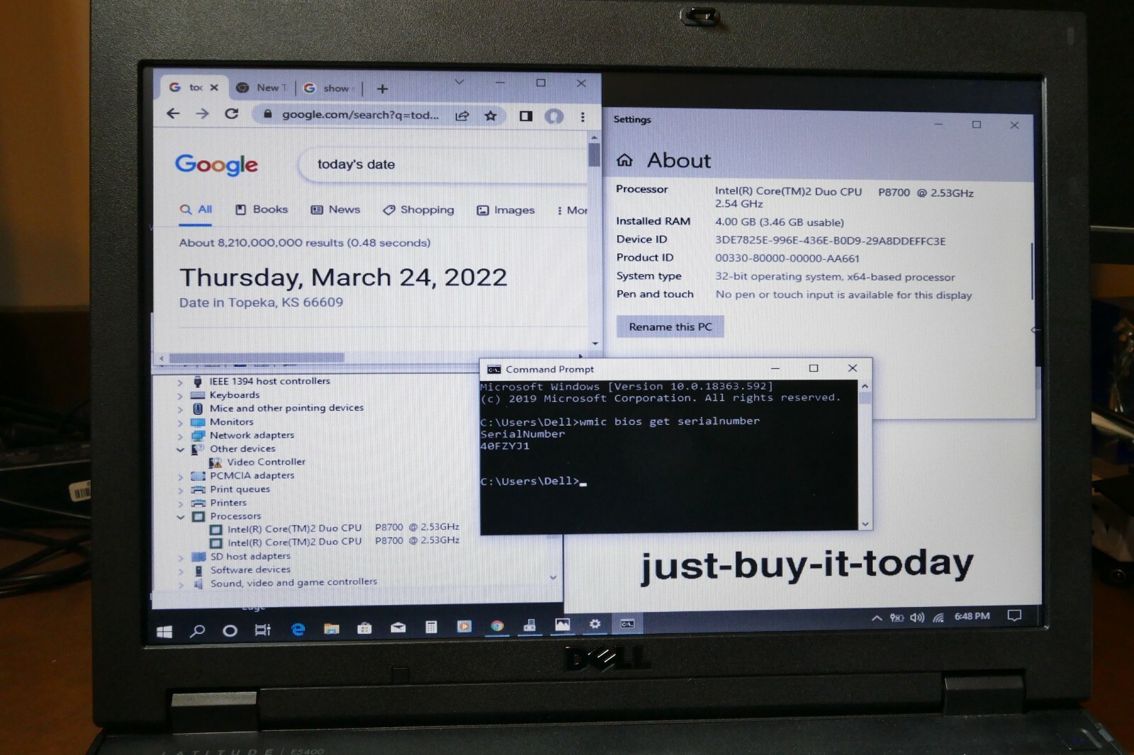 Dell Latitude E5400 INTEL CORE 2 DUO P8700 2.53 GHZ 4GB RAM