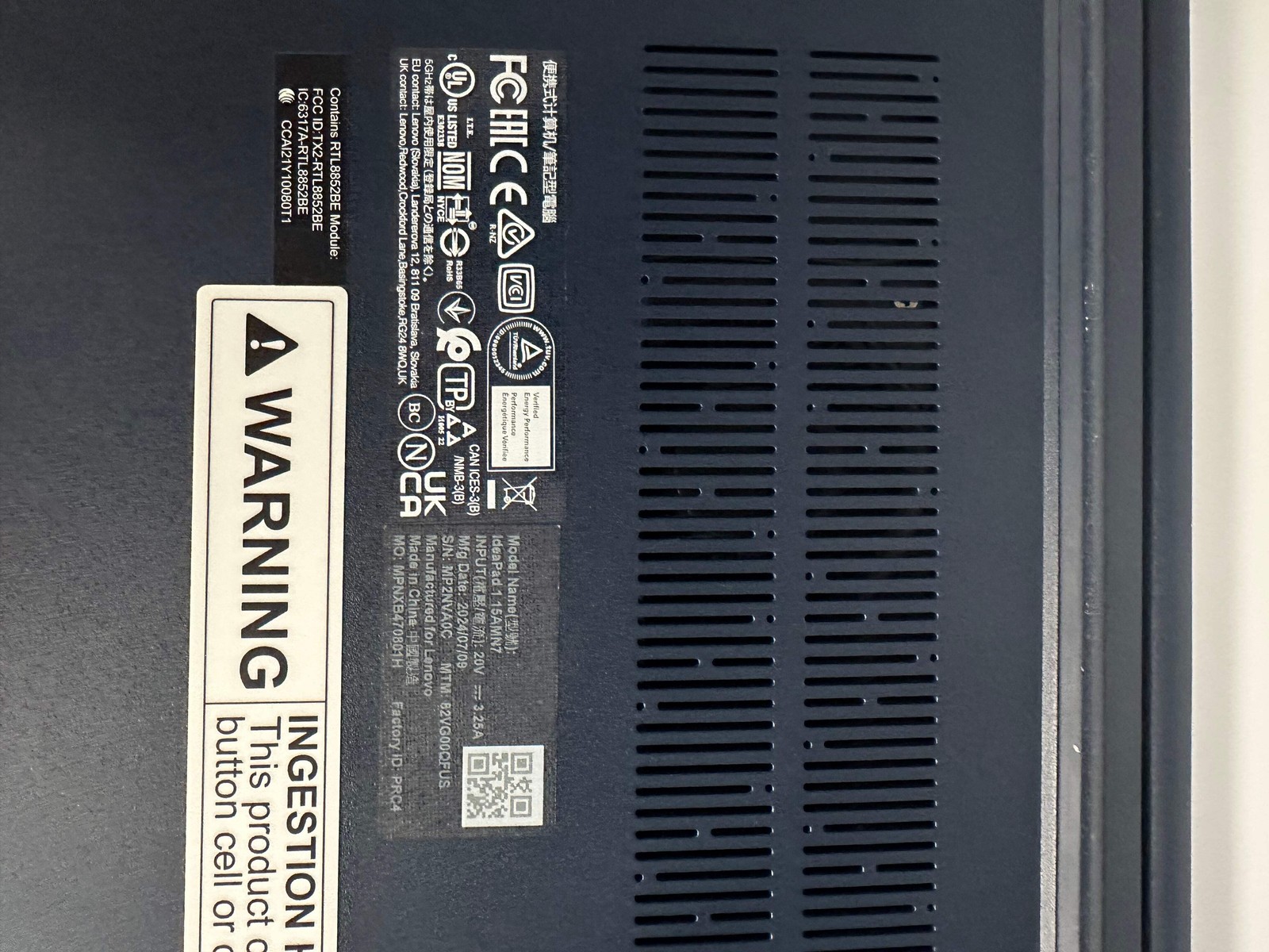 Lenovo Ideapad 1 15AMN7 Laptop AMD Ryzen 5 7000 16GB RAM 256GB Black