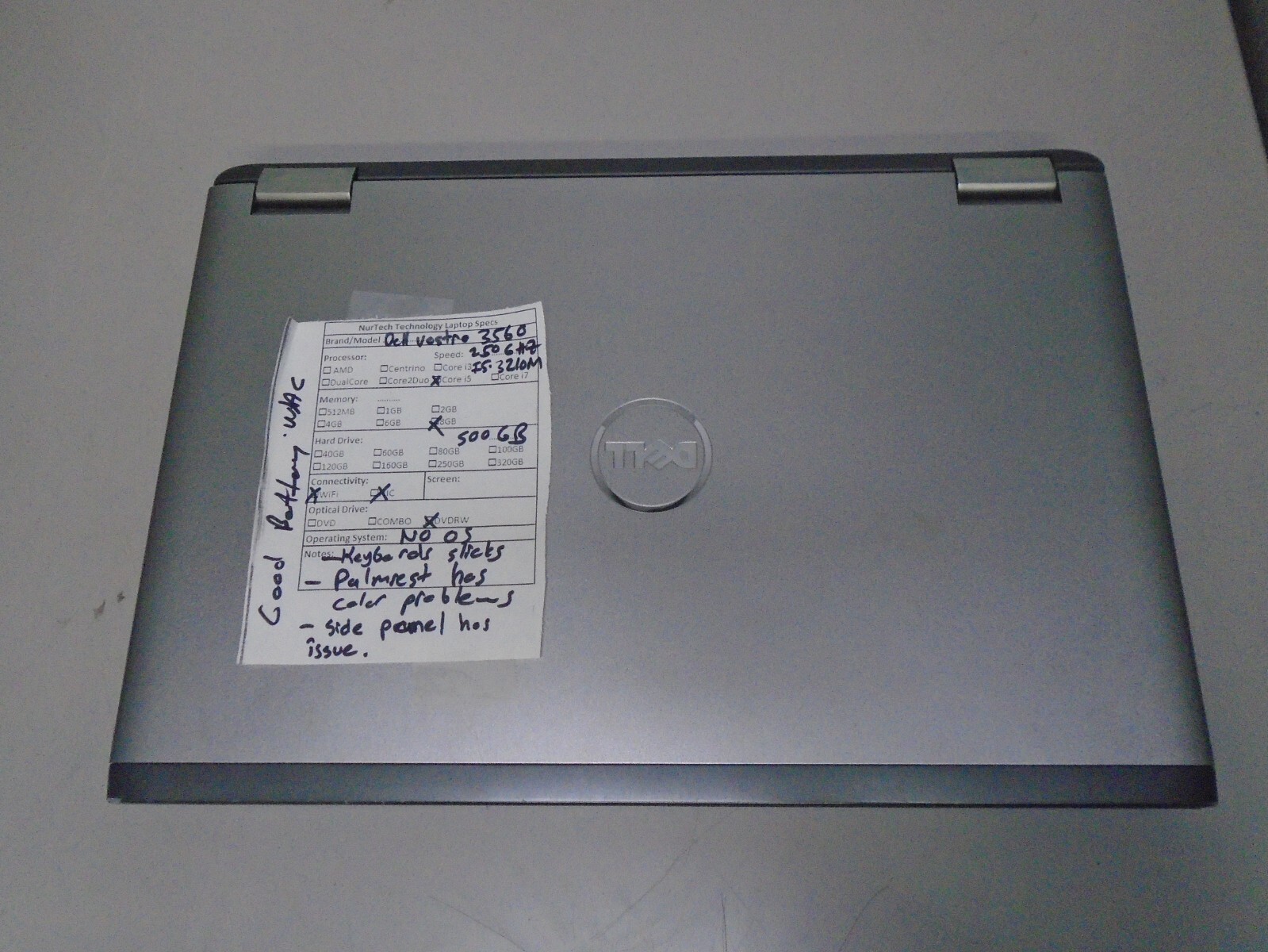 Dell Vostro 3560 14.5″ i5-3210M 2.5GHz 8GB/500GB DVDRW WiFi Laptop + AC [NO OS]