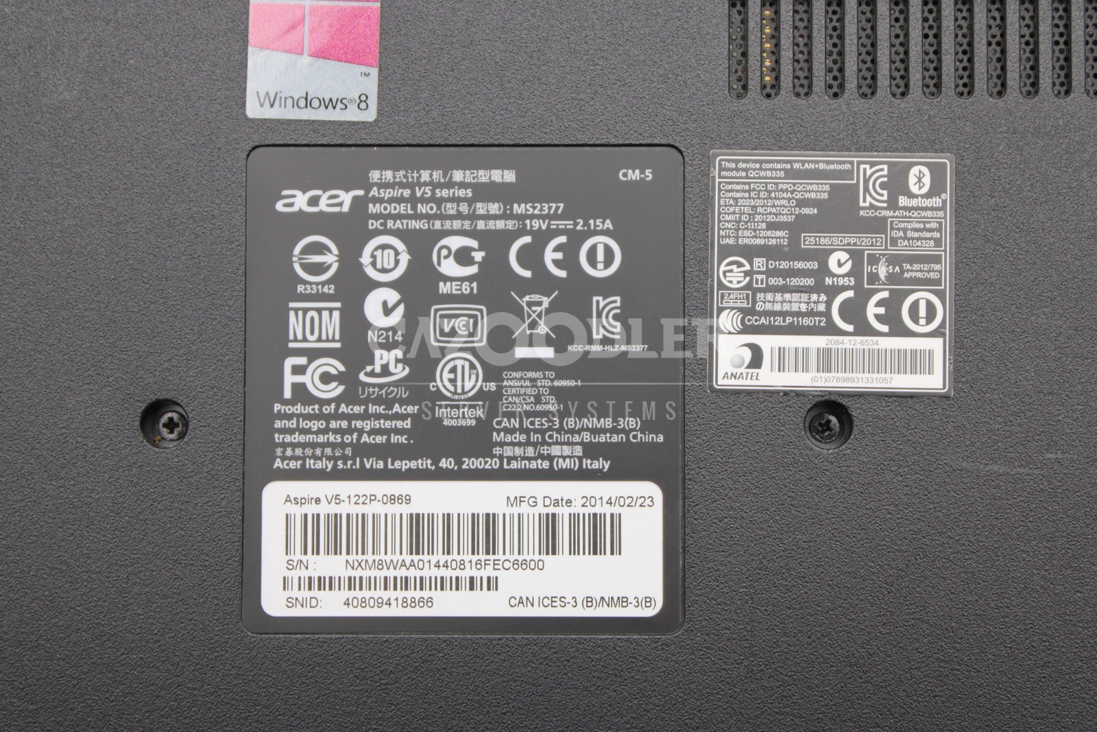 Acer Aspire V5 Series MS2377 AMD A4-1250 4Gb Ram 500Gb HDD Laptop V5-122P-0869