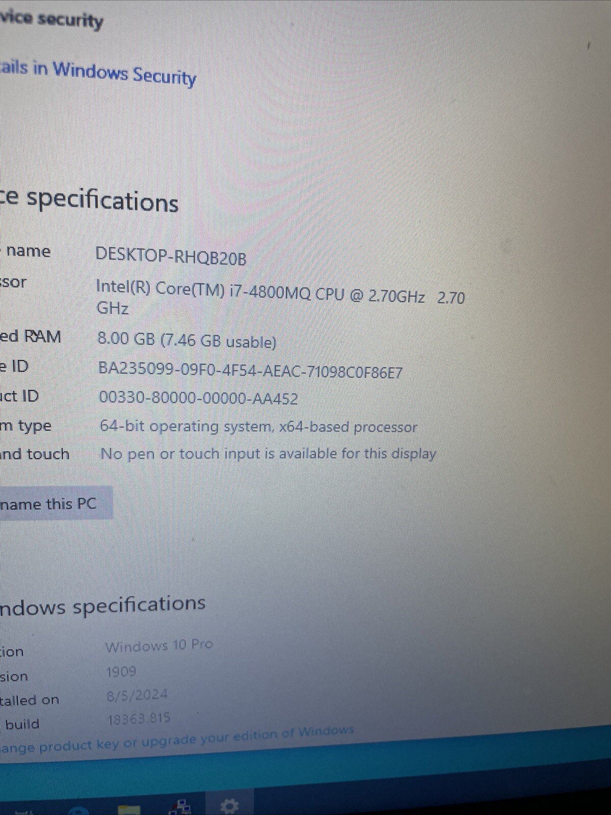 HP ZBook 17 Intel Core i7-4800MQ 2.70GHz 08GB RAM 256GB SSD Win 10 Pro
