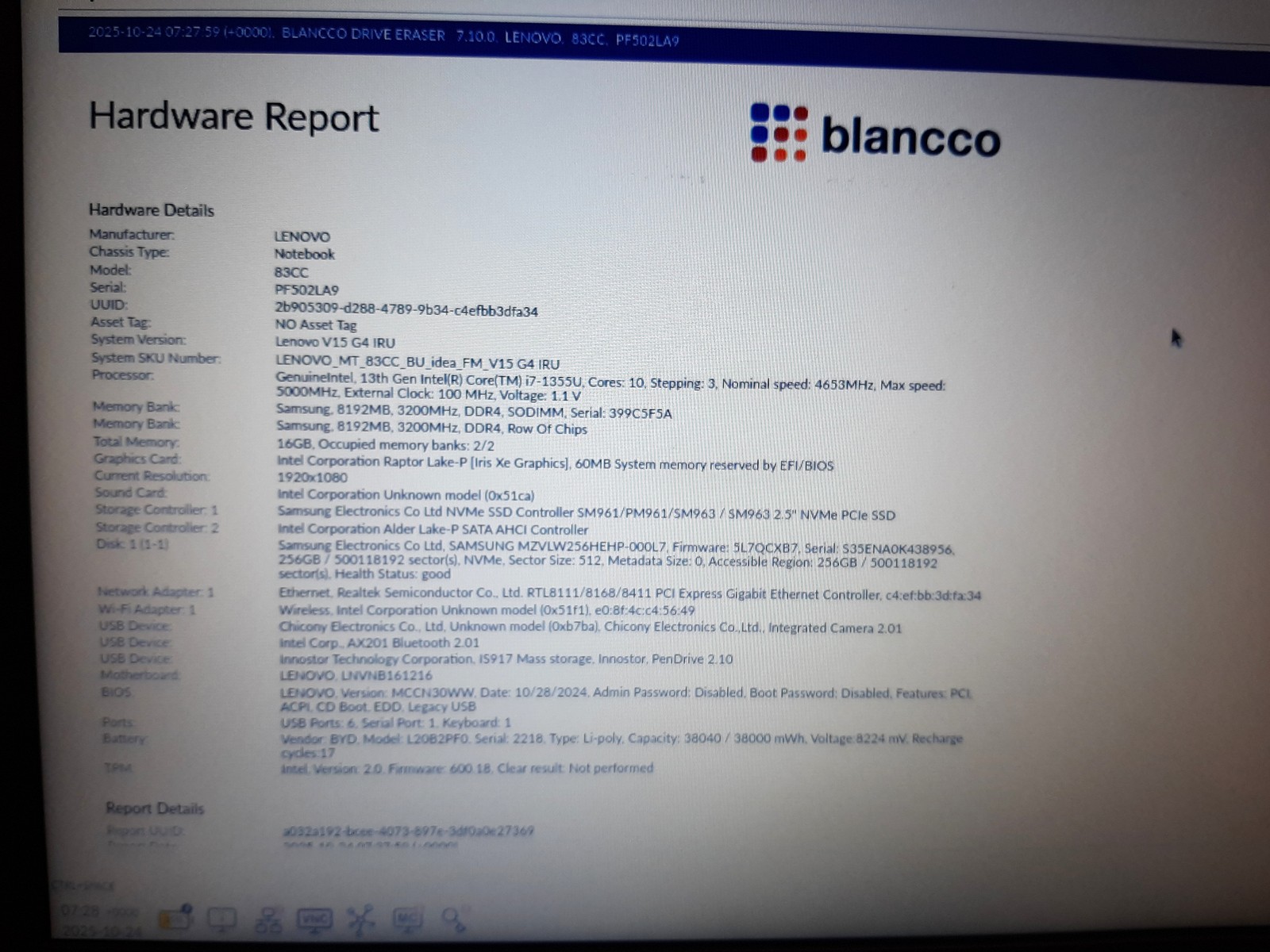 Lenovo V15 G4 IRU i7-1355U 1.70GHz 16GB RAM 256GB NVMe Marks Parts Repair C3*469