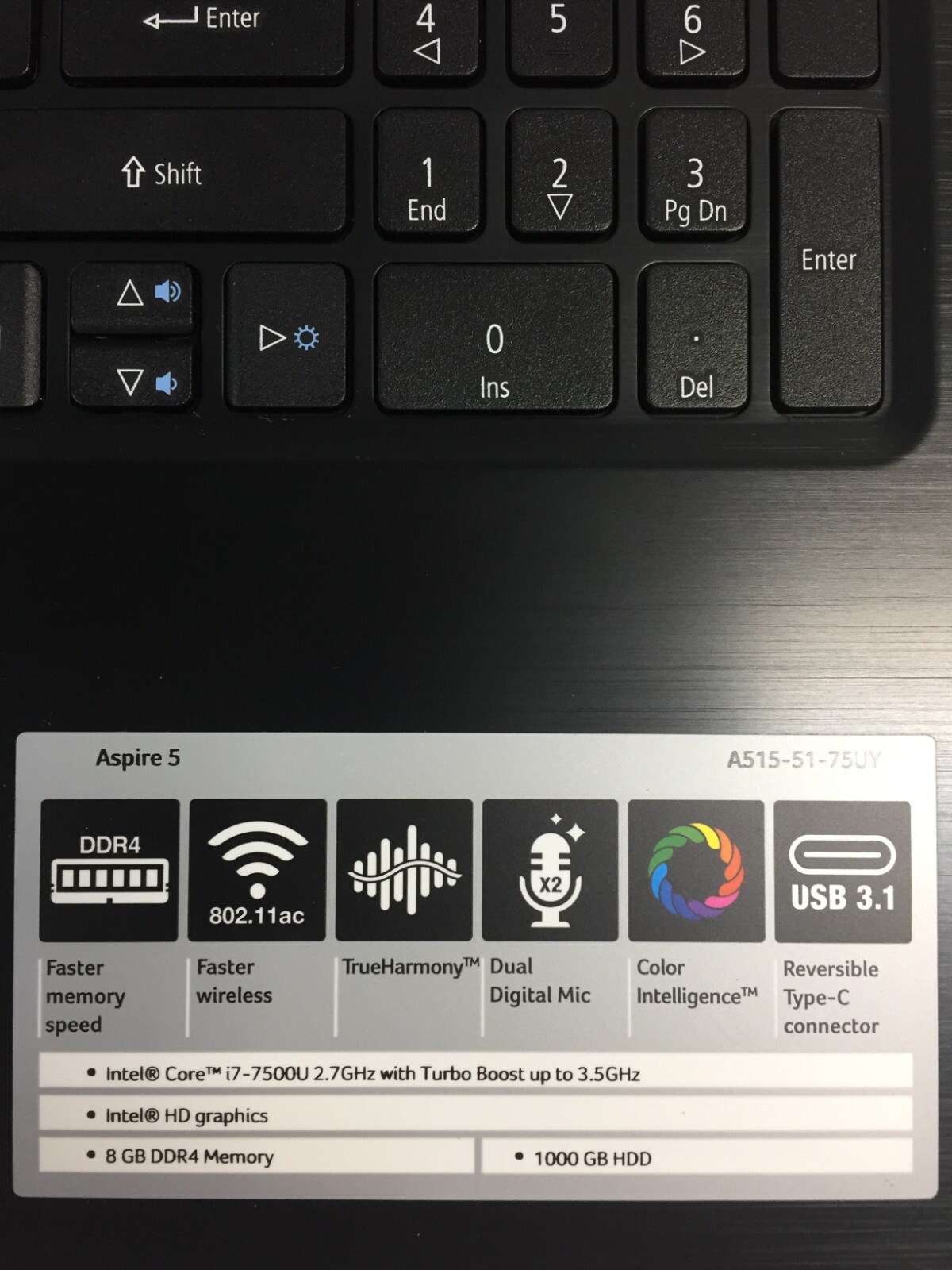 *Bad Battery*Acer Aspire 5 A515-51-75UY 15.6 Laptop/i7-7500U/8GB RAM/1TB HDD/W10