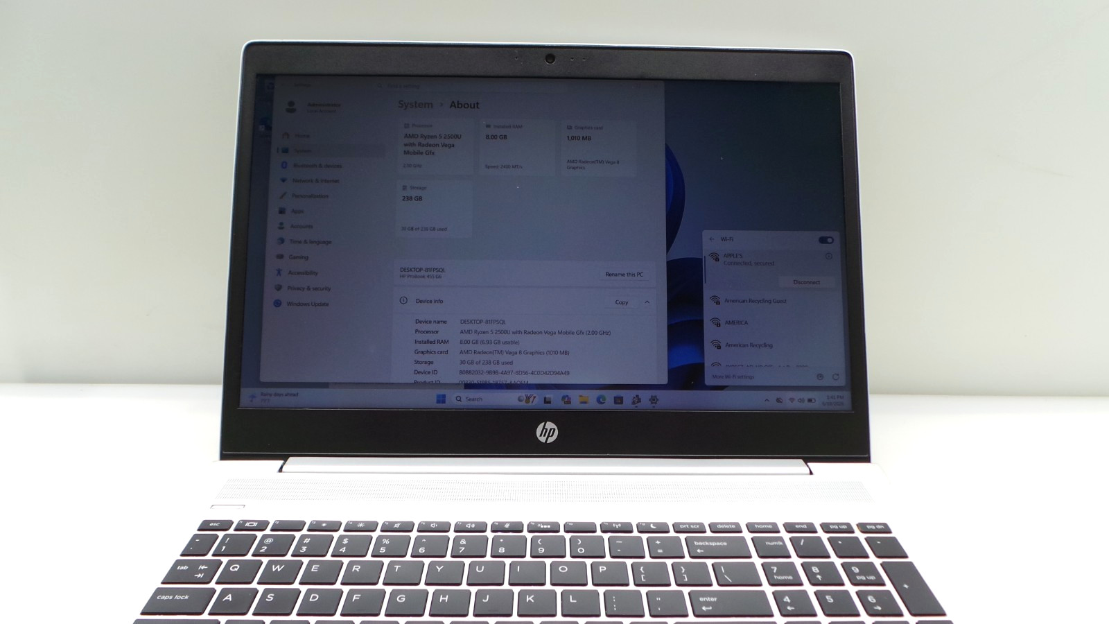 HP ProBook 455 G6 | 15.6″ | AMD Ryzen 5 2500U | 8GB RAM 256GB NVMe | WIN 11 PRO