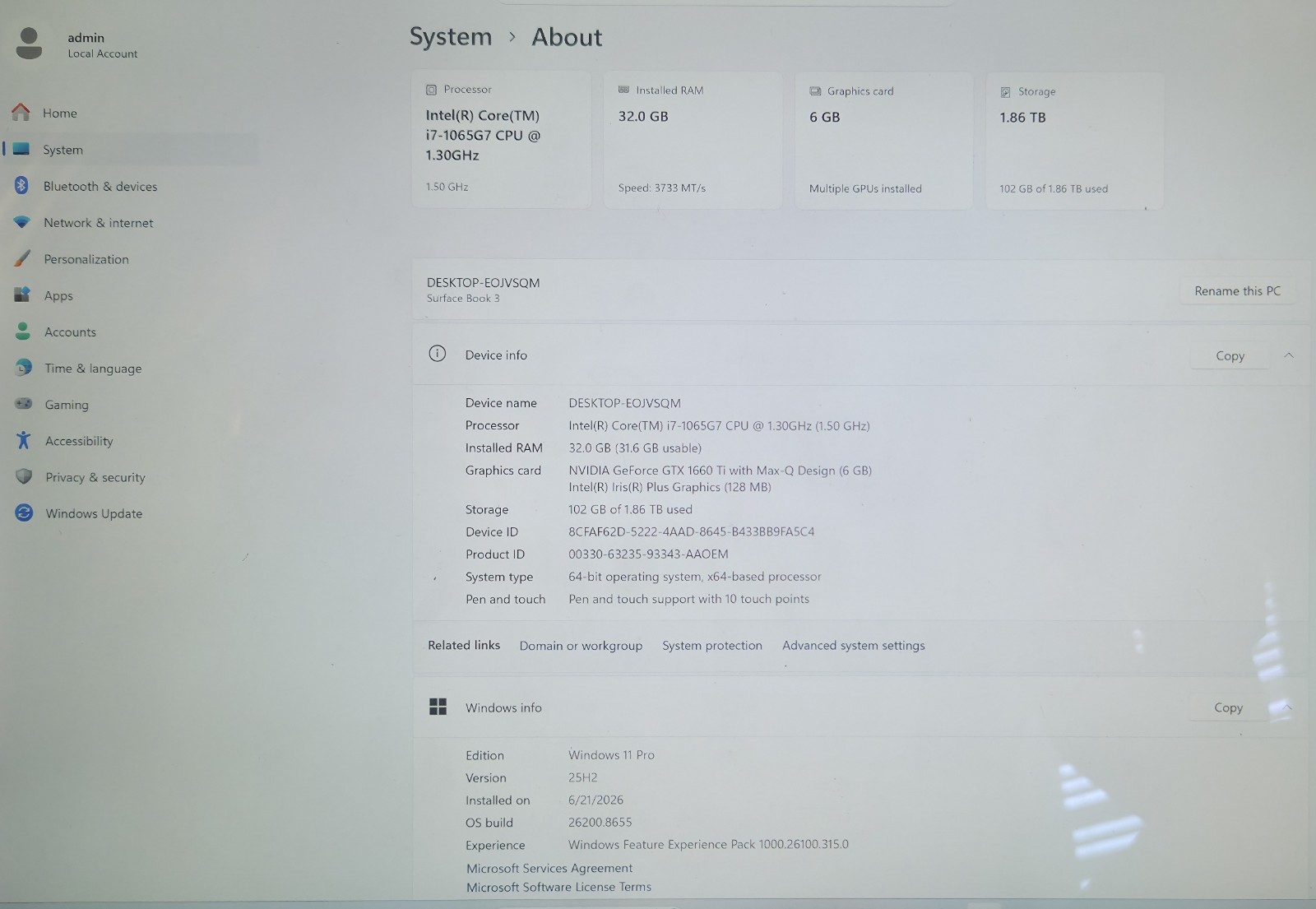 Microsoft Surface Book 3, 15.6″, Intel i7-1065G7, 32GB, 2TB SSD, GTX 1660 Ti 6GB