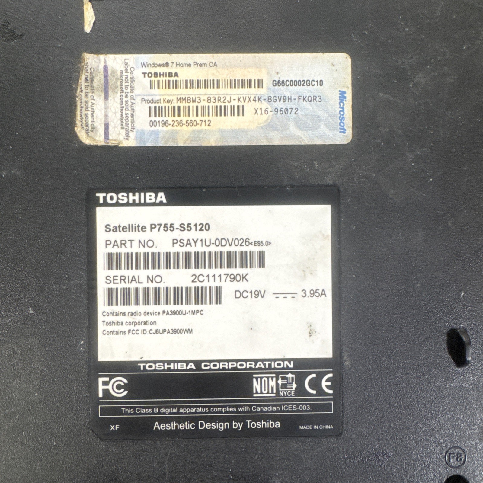 Toshiba Satellite P755 Laptop Intel Core i7-2670 QM 2.20 GHz 8GB Ram Win7 READ