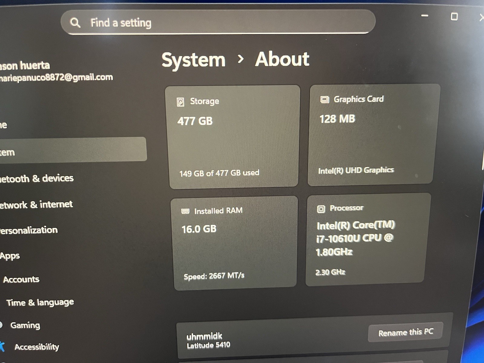 High spec Dell laptop /W charger