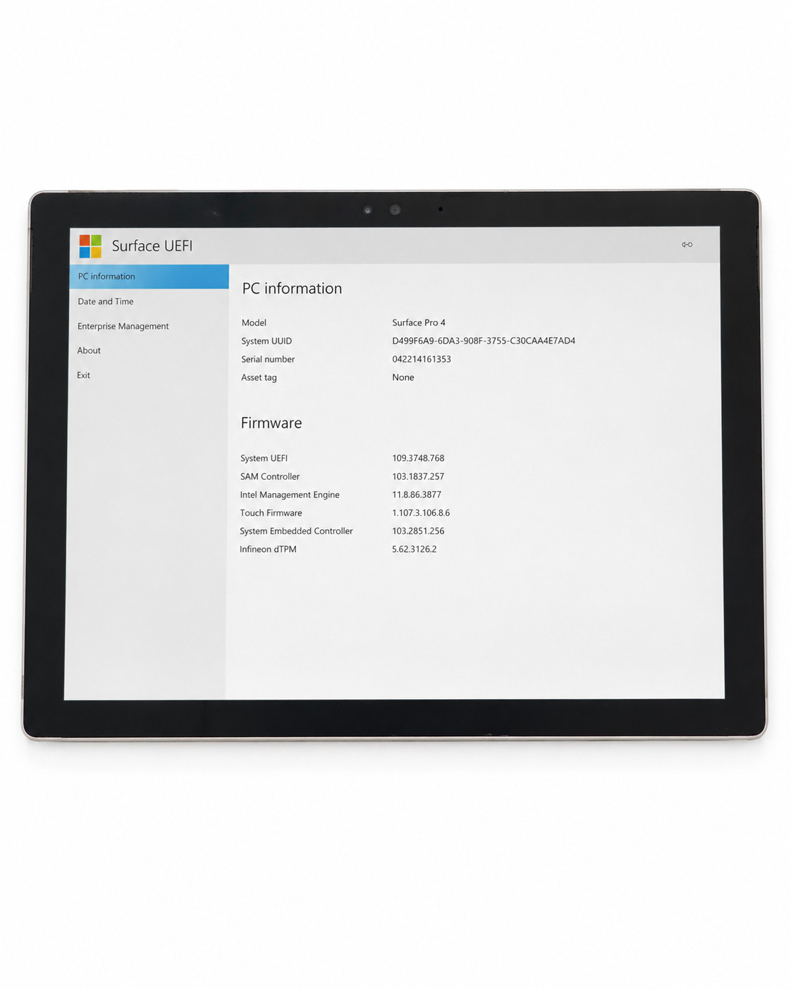 Microsoft Surface Pro 4 1724 12.3” Intel i5-6300U 4GB RAM 128GB SSD