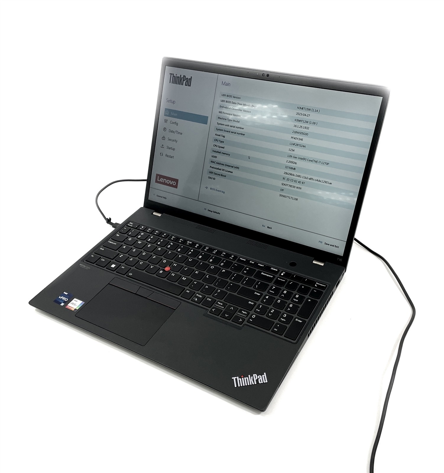 Lenovo ThinkPad T16 Gen 1 Laptop i7-1270P 256GB SSD 32GB RAM – No OS/Battery