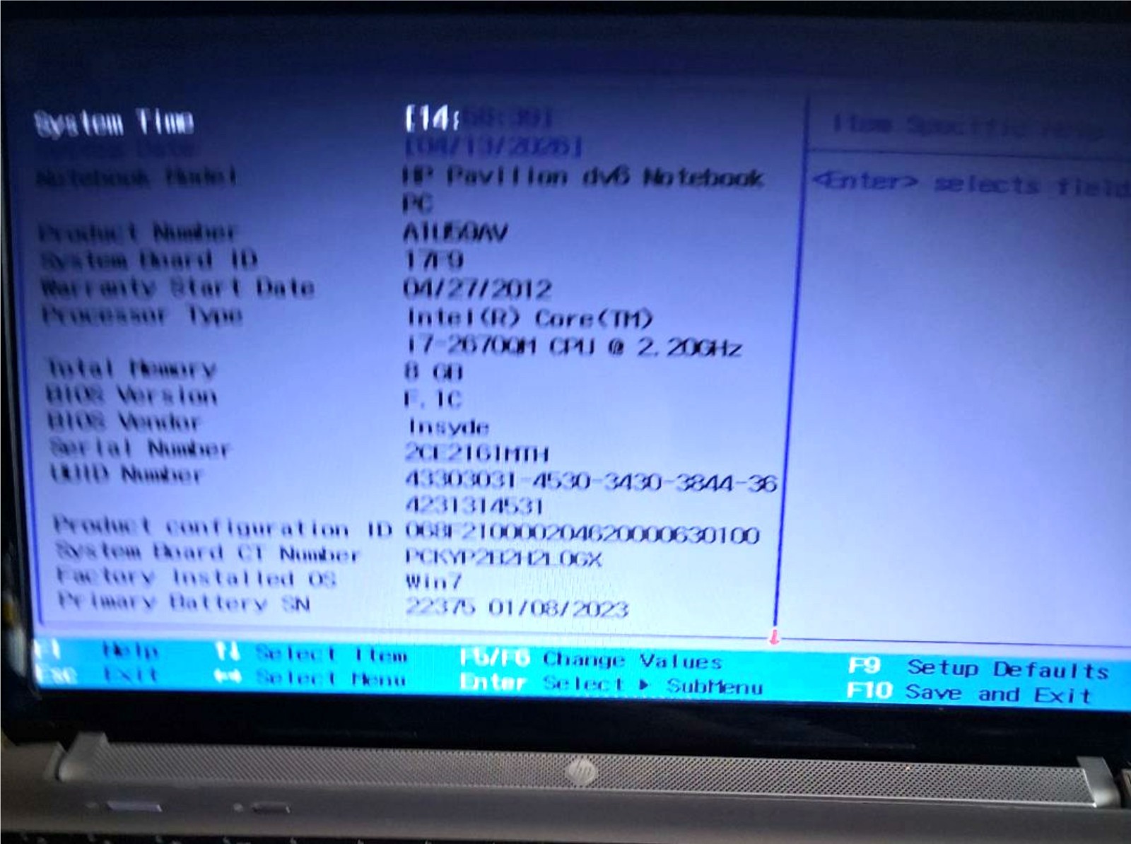 Hp pavilion dv6 notebook, 250GB SSD, 8GB DDR3 Ram, Charger, USB Wireless, Win 10